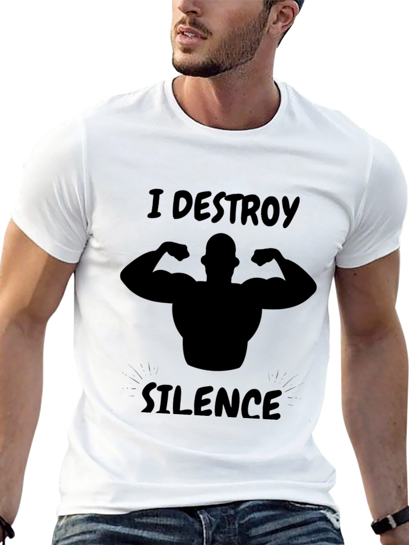 I DESTROY SILENCE Black Graphic T-Shirt