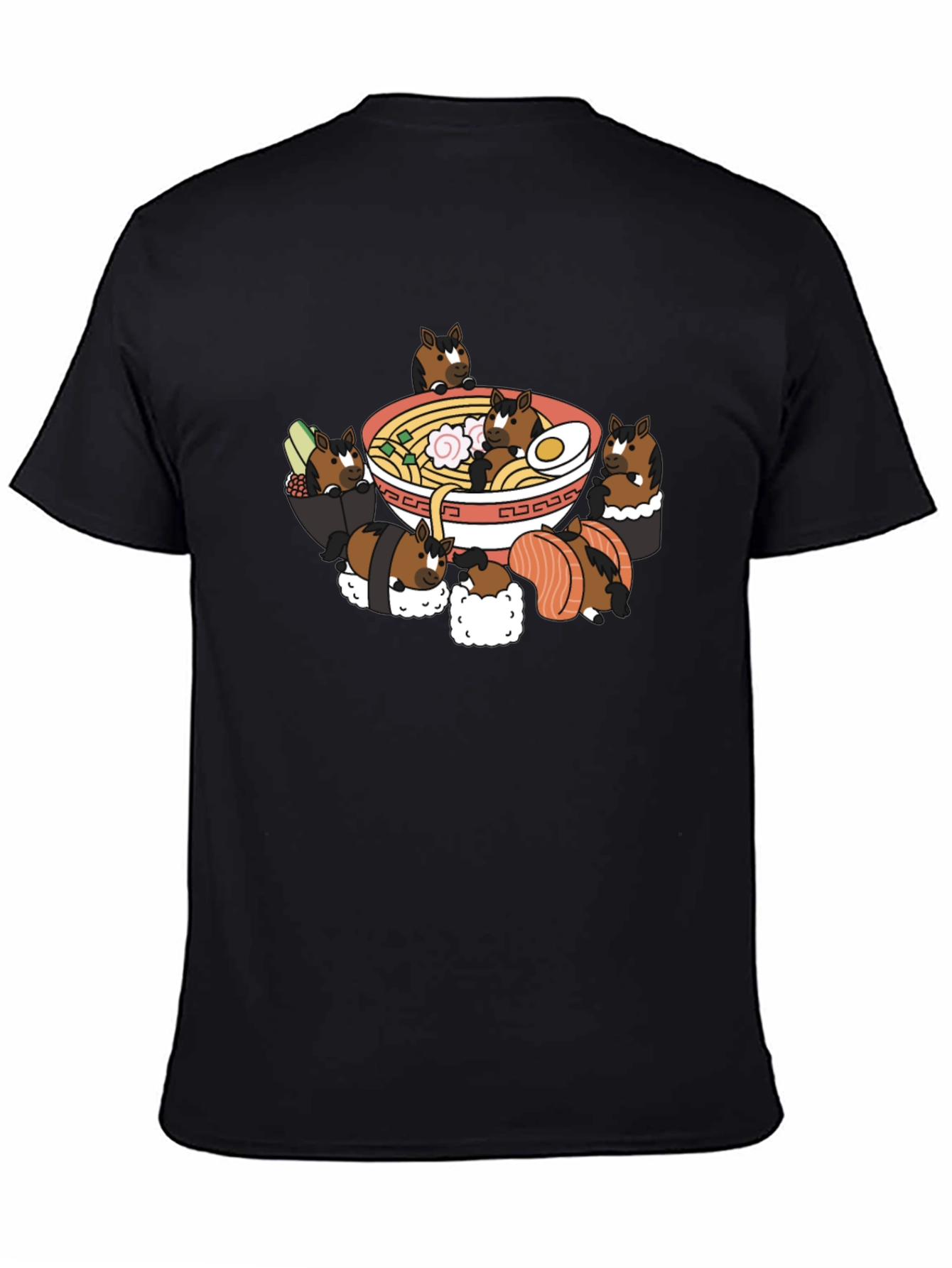 Ramen Horse Sushi Black T-Shirt