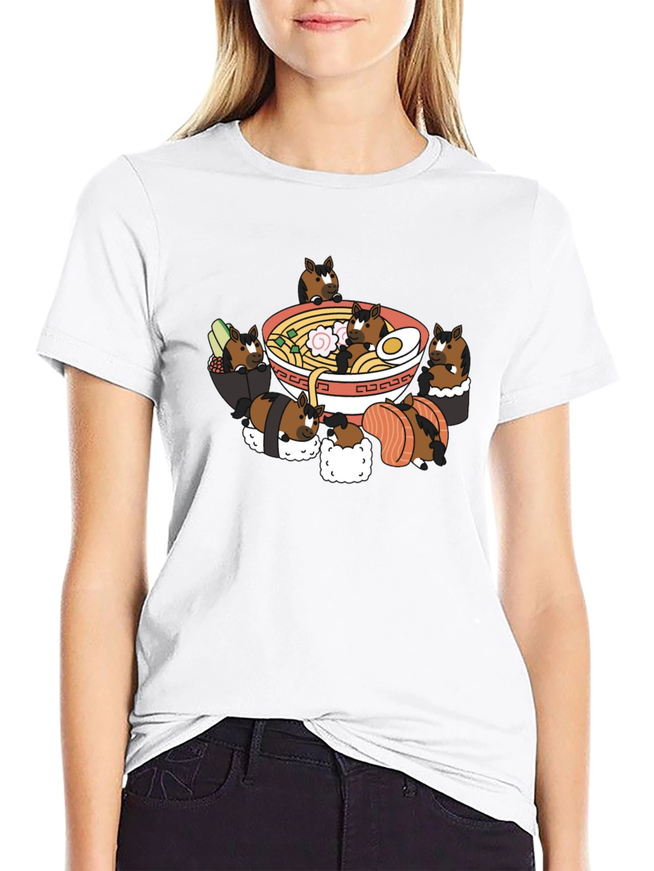 Ramen Horse Sushi Black T-Shirt