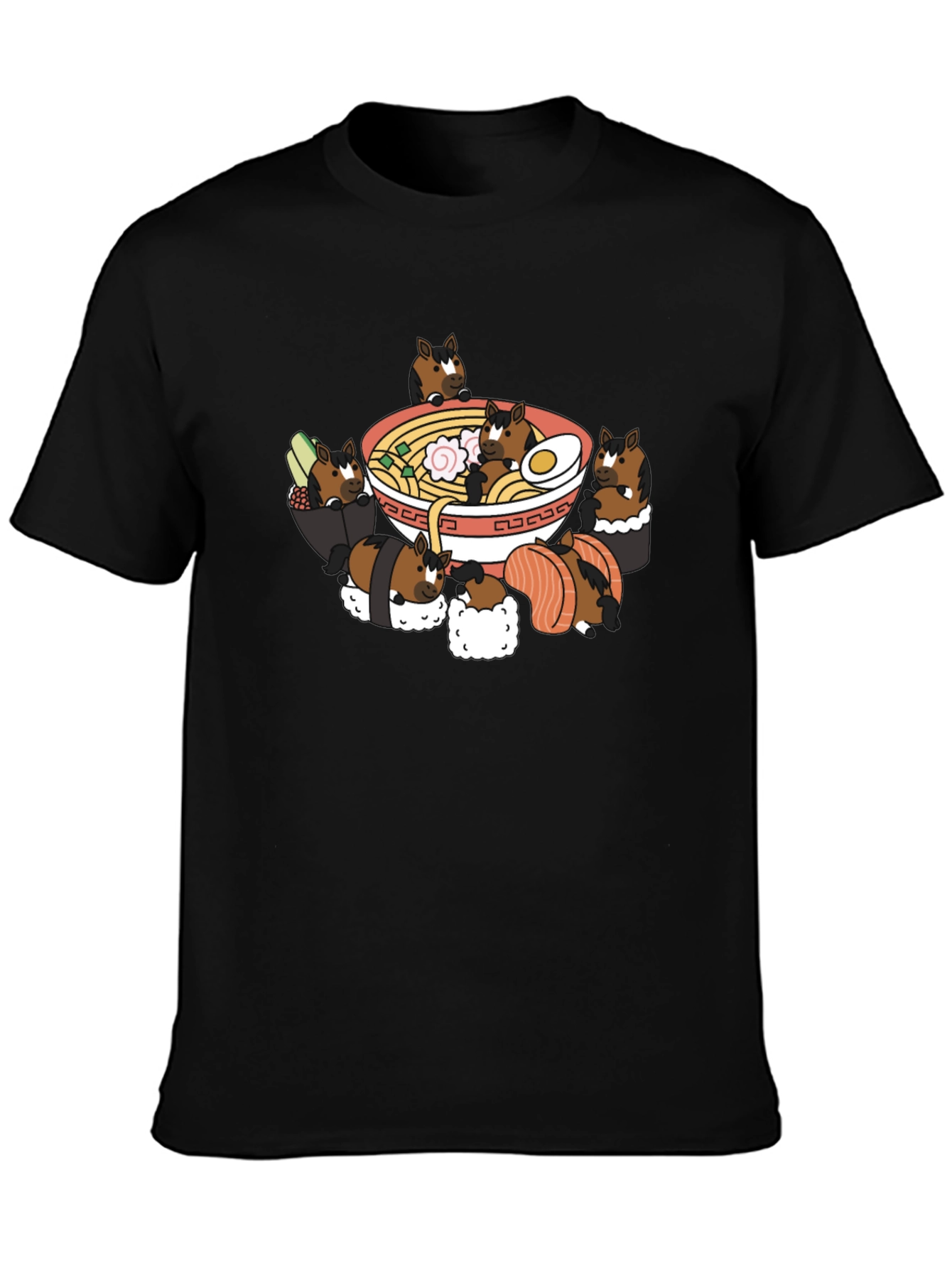 Ramen Horse Sushi Black T-Shirt