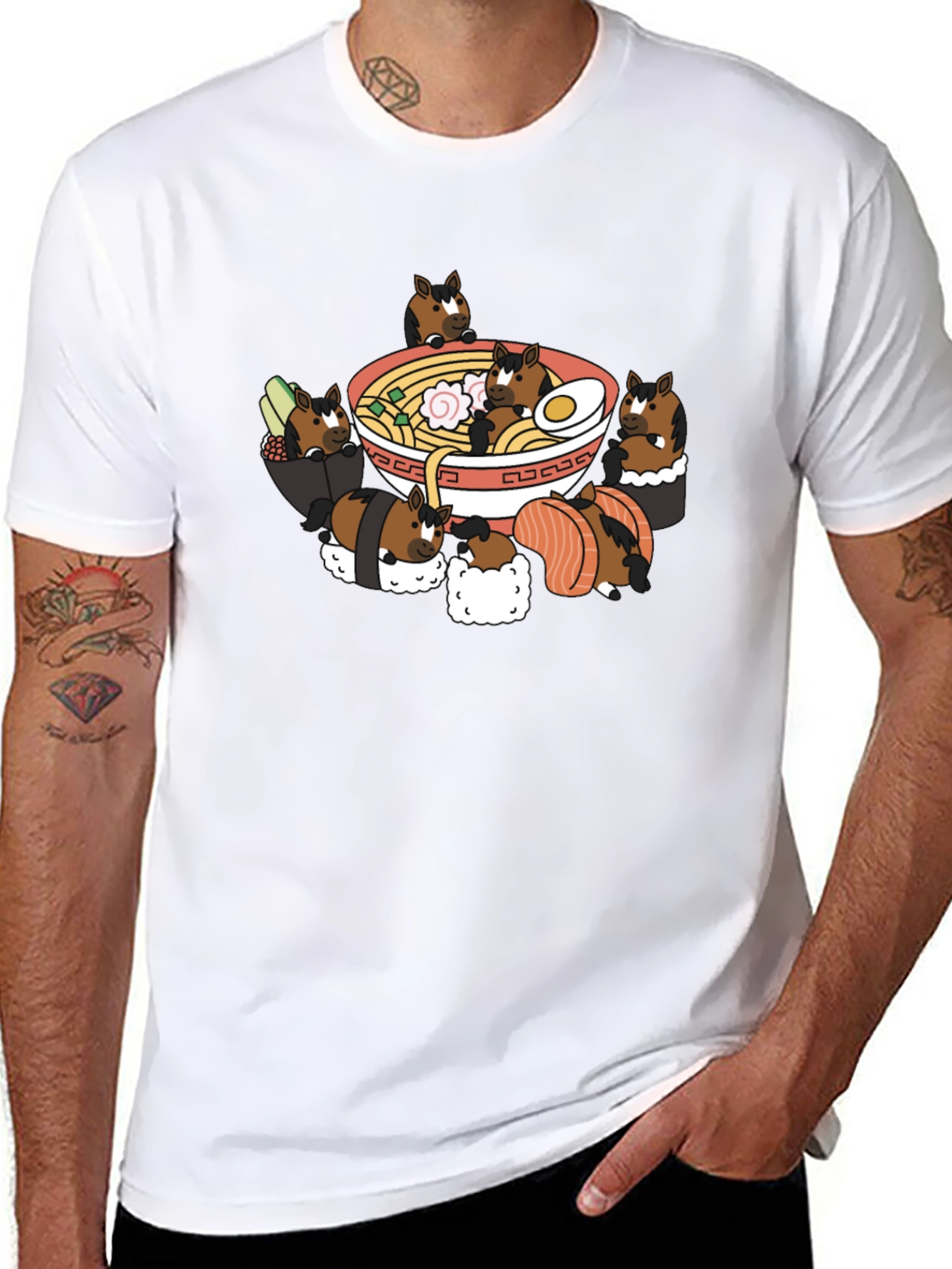 Ramen Horse Sushi Black T-Shirt
