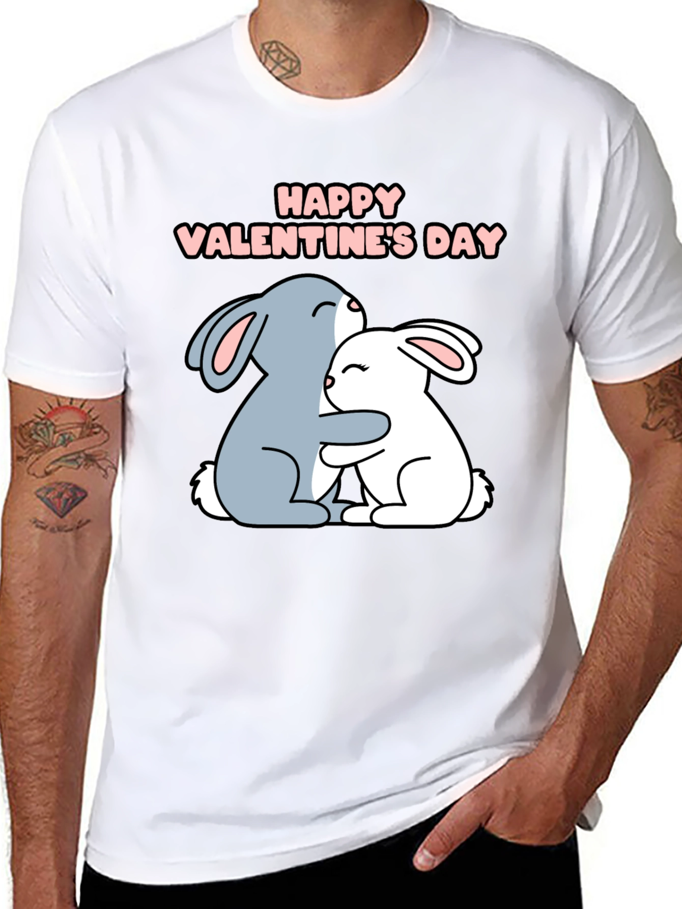 Happy Valentines Day Bunny Hug T-Shirt