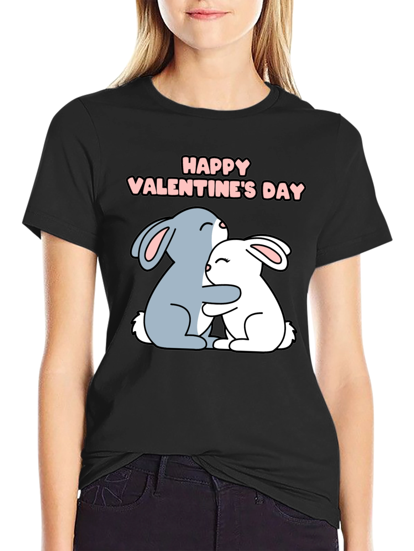 Happy Valentines Day Bunny Hug T-Shirt