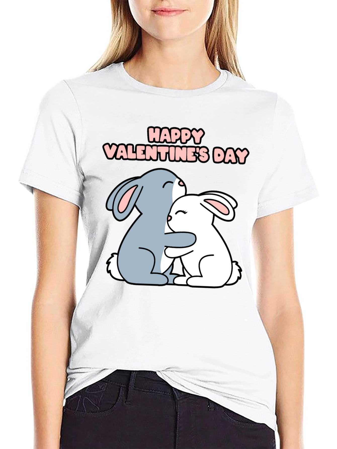 Happy Valentines Day Bunny Hug T-Shirt