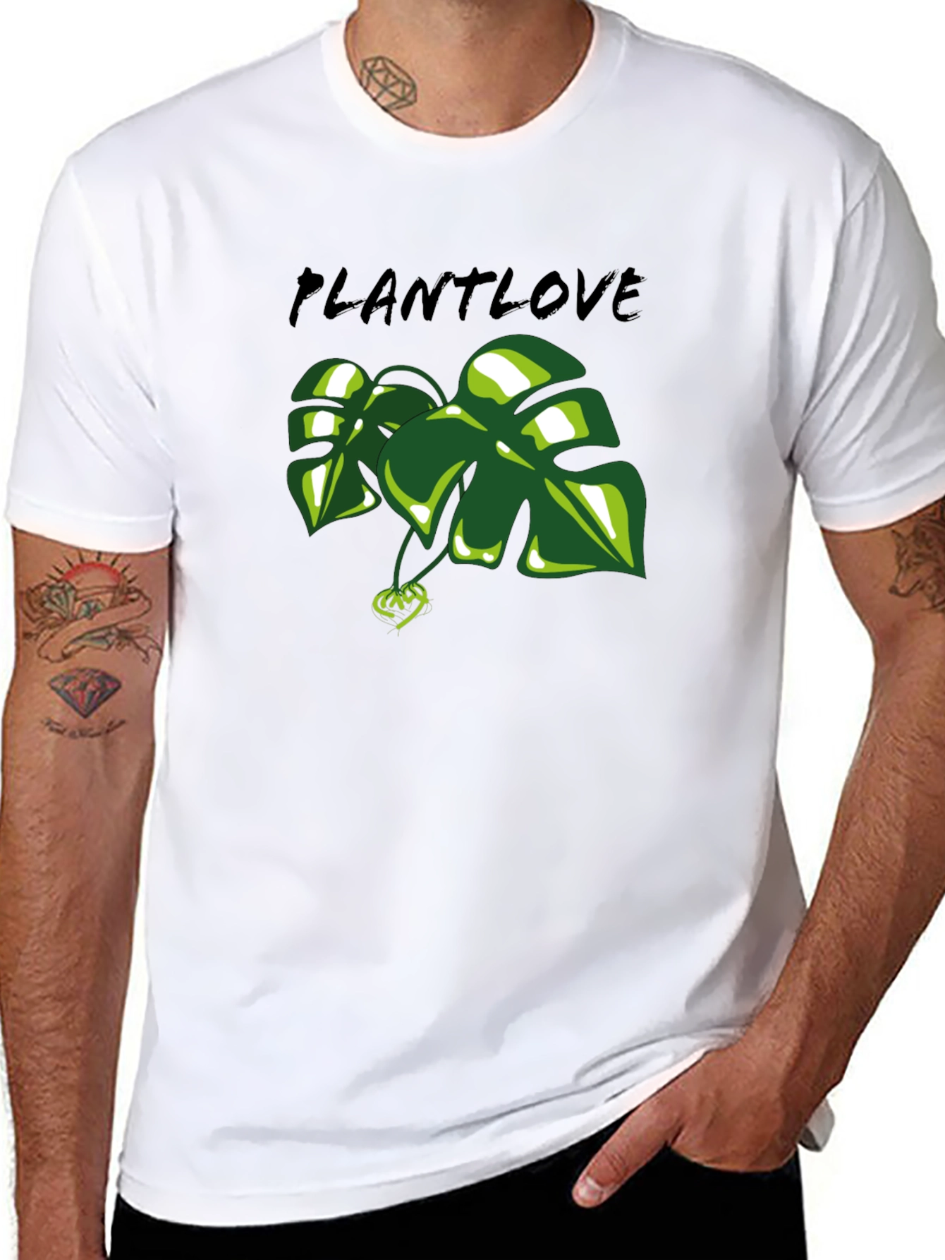Plant Love T-Shirt - Green Leaf Design