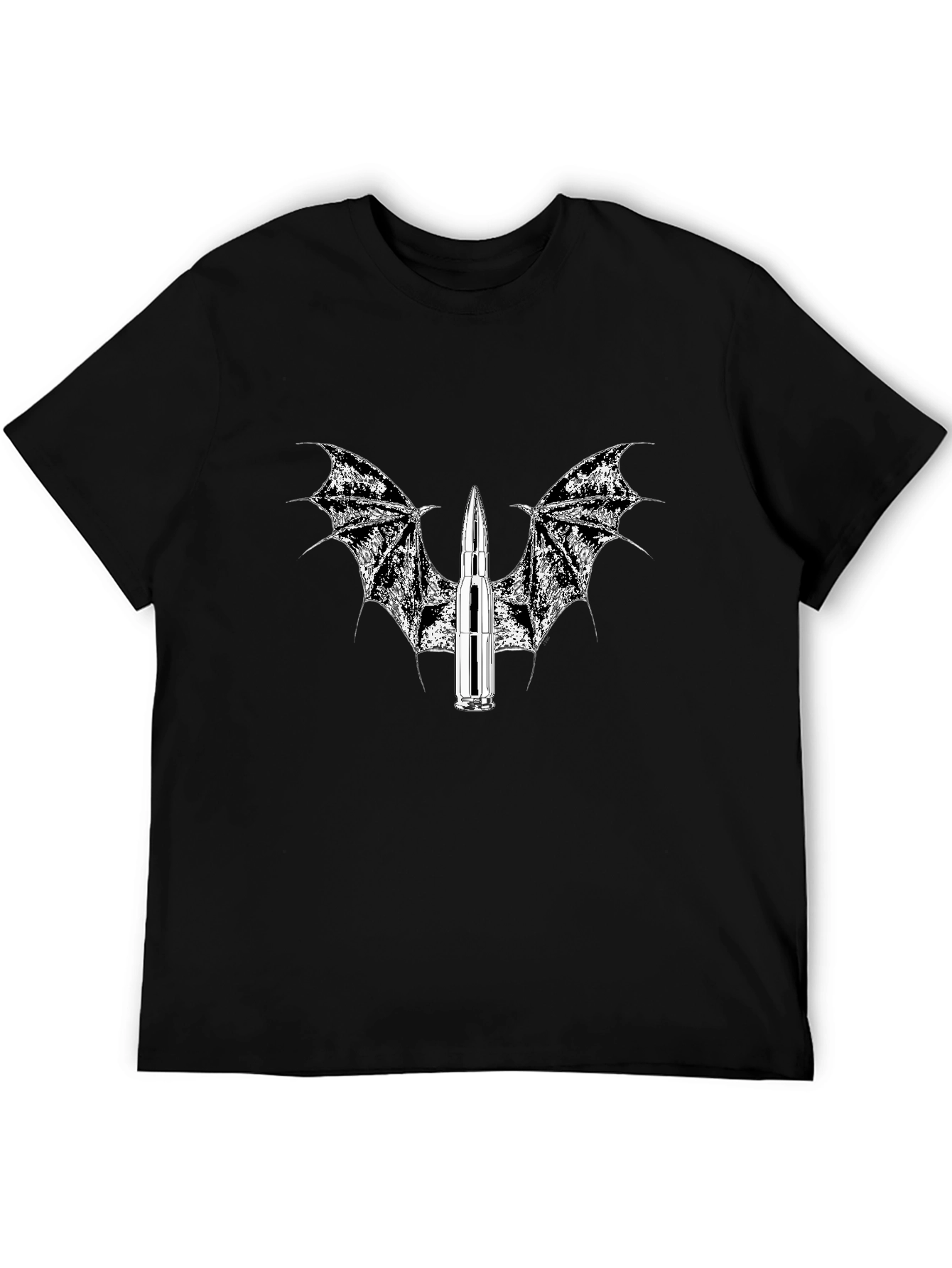 Edgy Bullet Wings Black T-Shirt