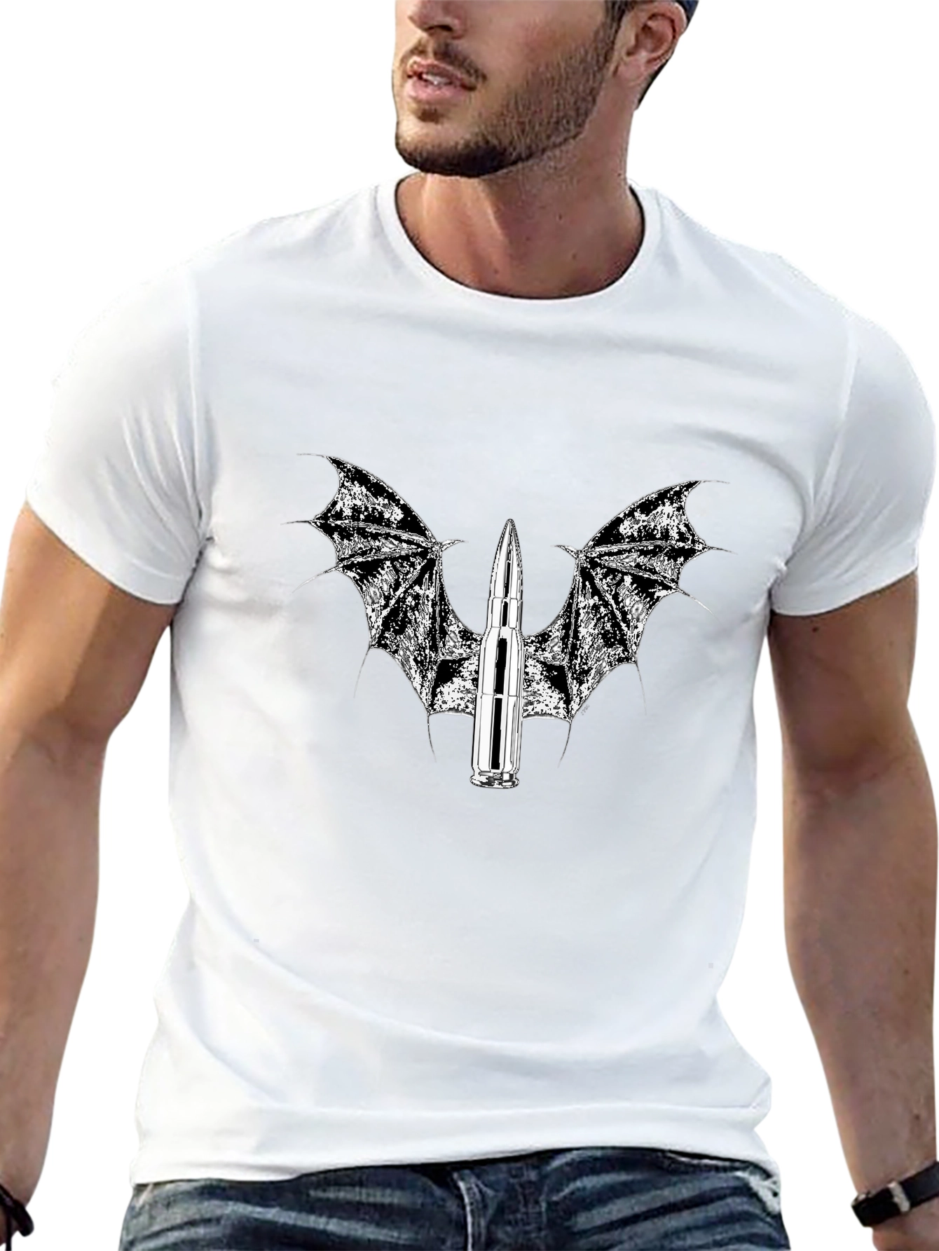 Edgy Bullet Wings Black T-Shirt