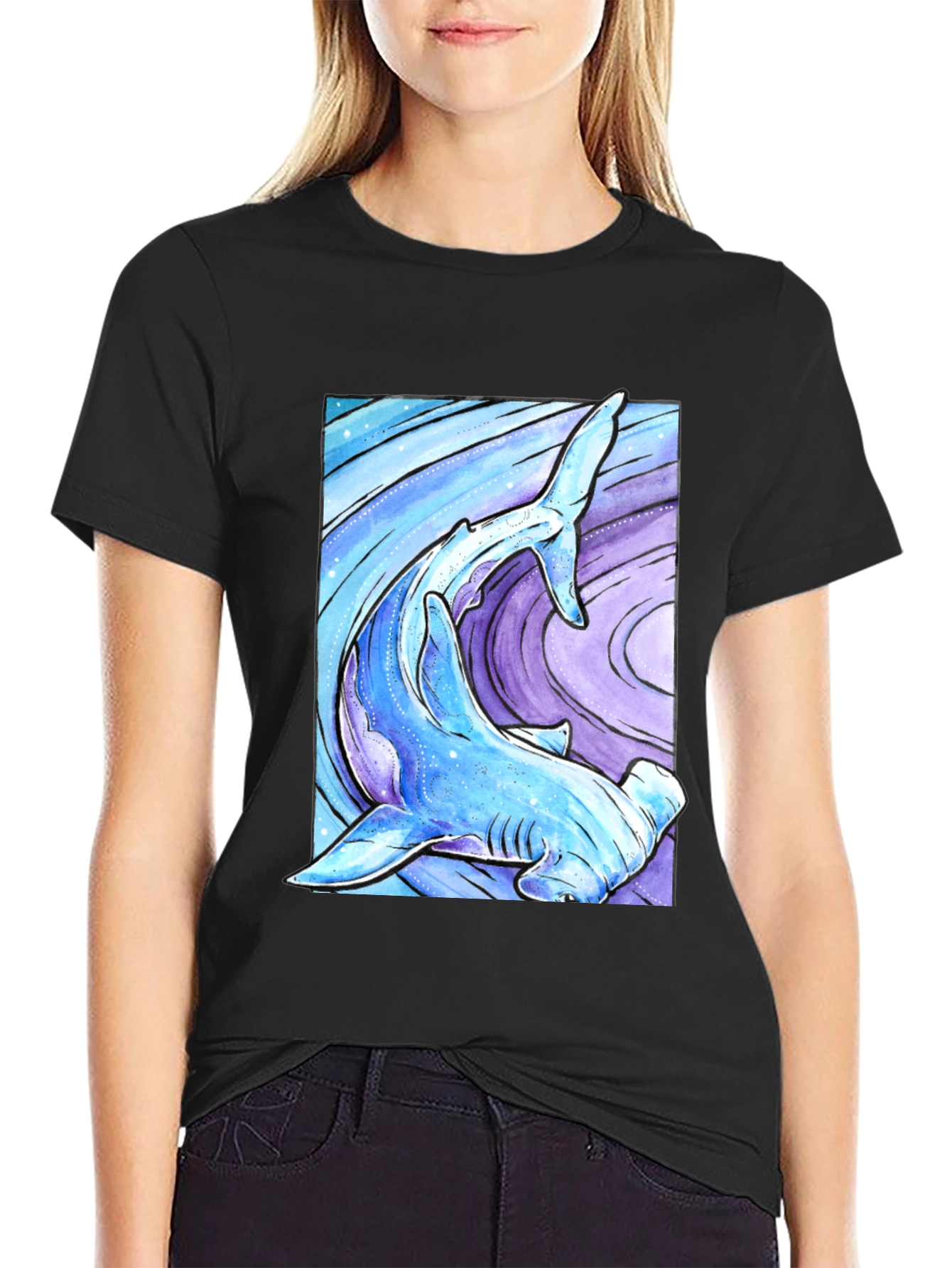 Hammerhead Shark Graphic Print T-Shirt