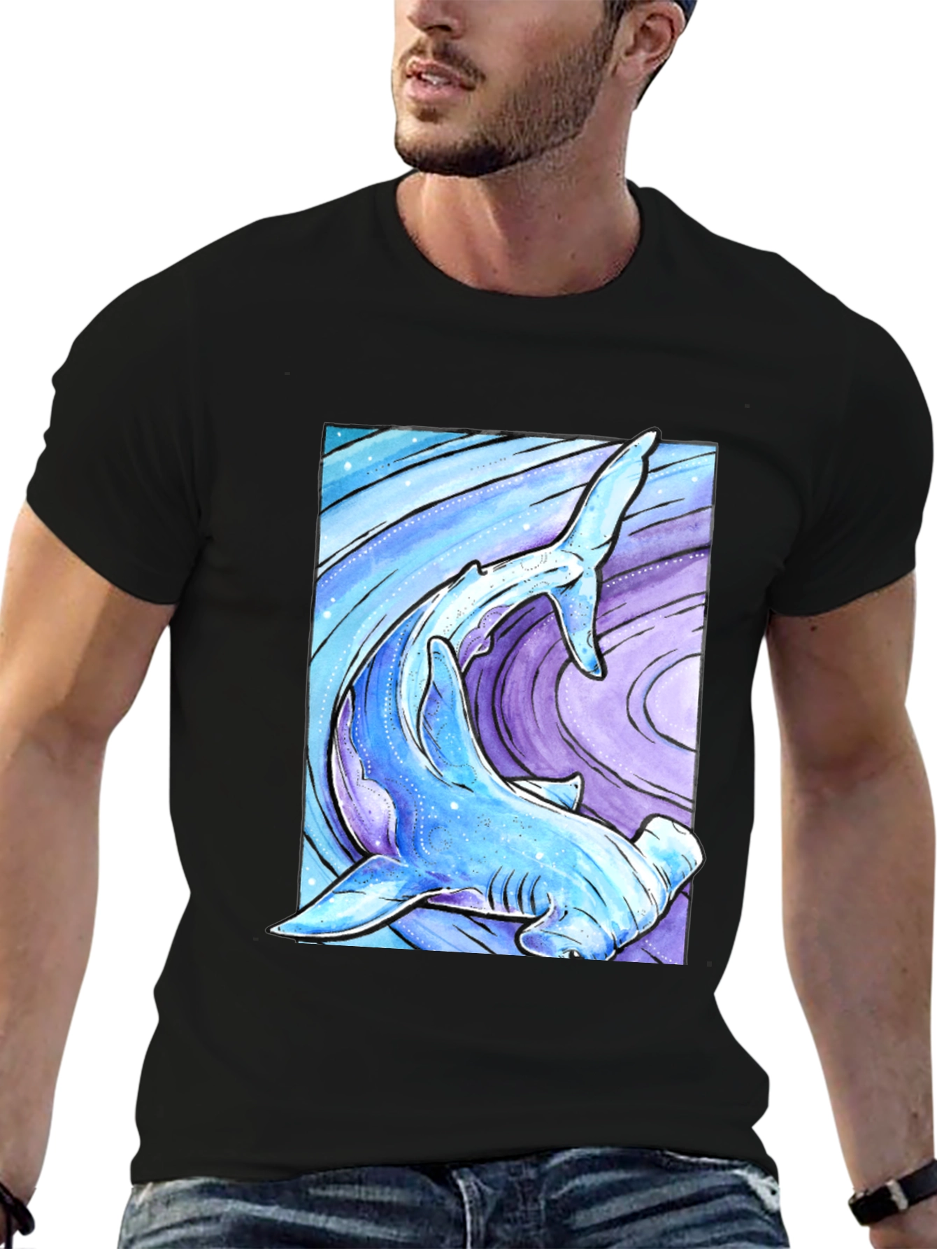 Hammerhead Shark Graphic Print T-Shirt