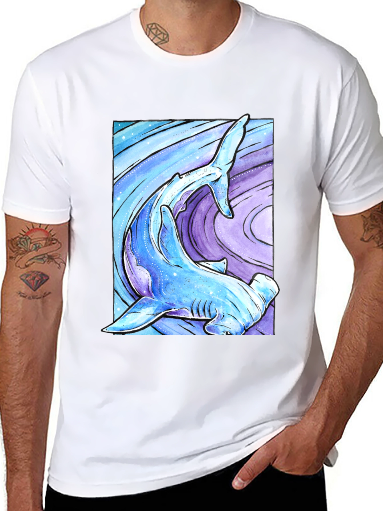 Hammerhead Shark Graphic Print T-Shirt