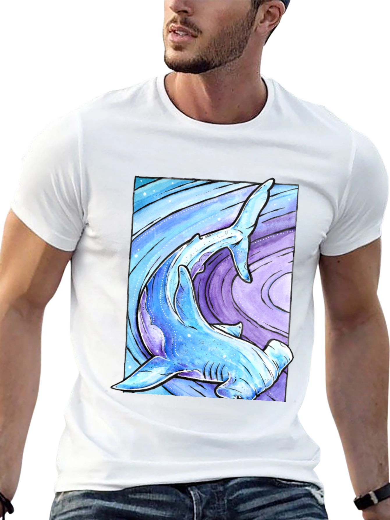 Hammerhead Shark Graphic Print T-Shirt