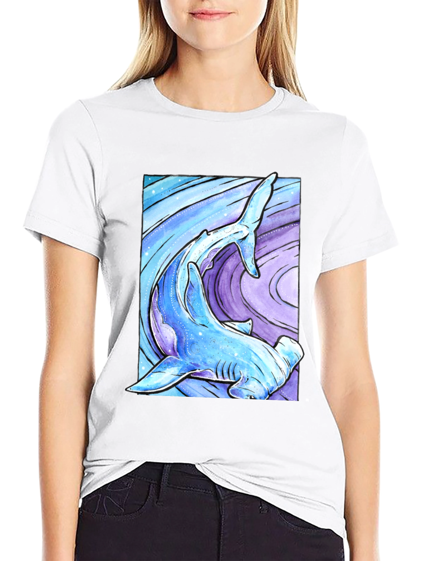 Hammerhead Shark Graphic Print T-Shirt