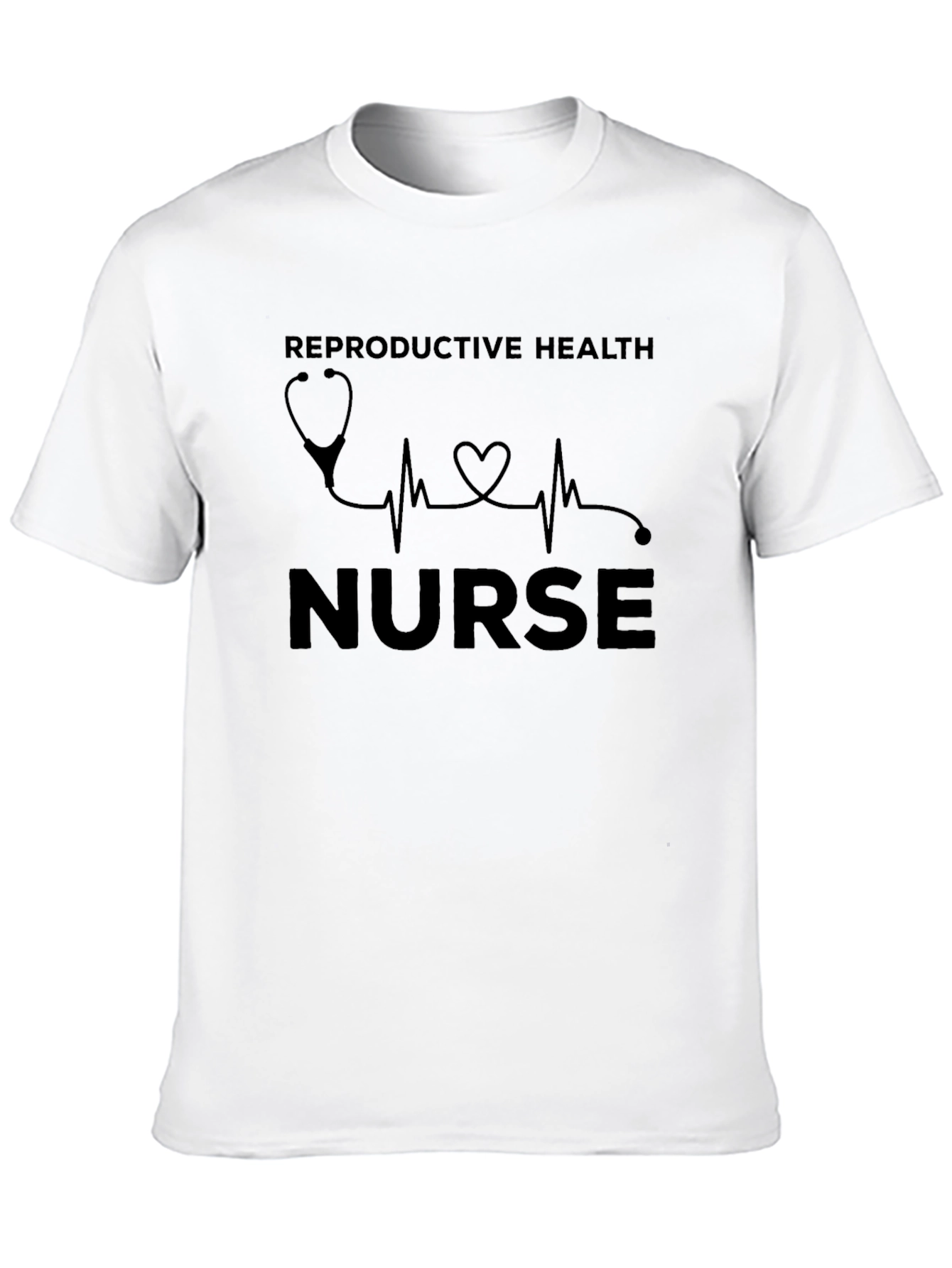 Reproductive Health Nurse T-Shirt - Stethoscope Heartbeat Design