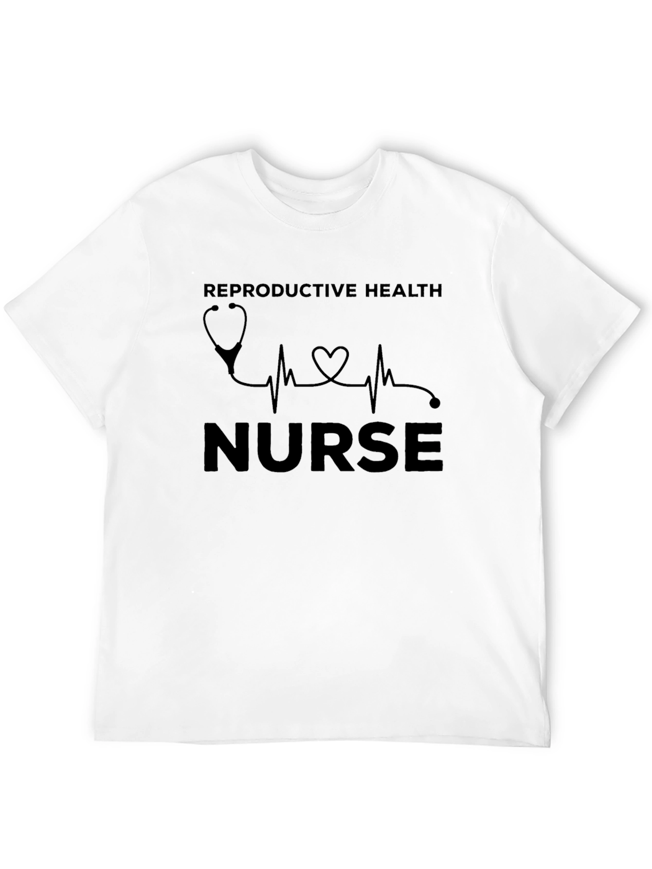 Reproductive Health Nurse T-Shirt - Stethoscope Heartbeat Design