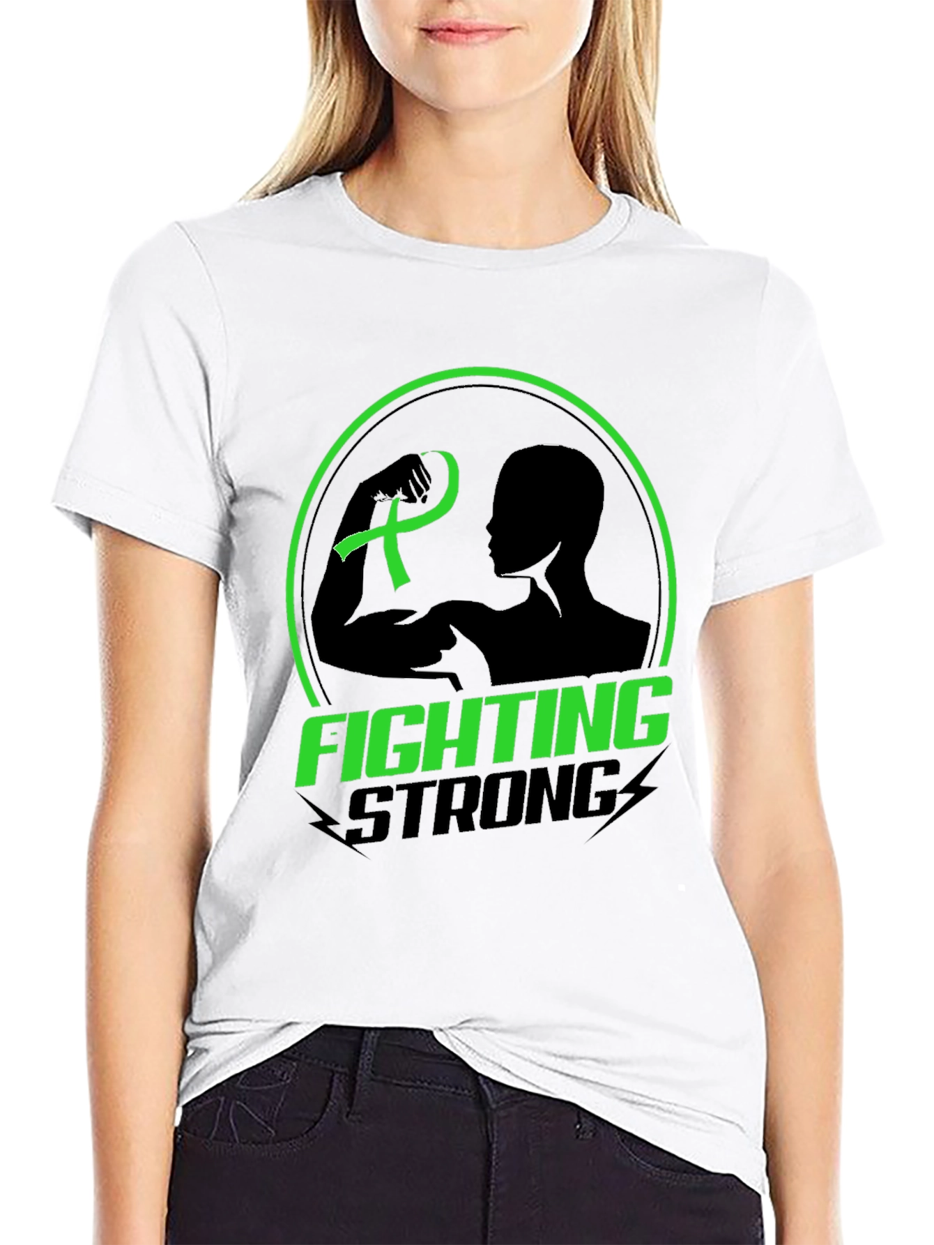 Fighting Strong Green Ribbon Graphic Tee