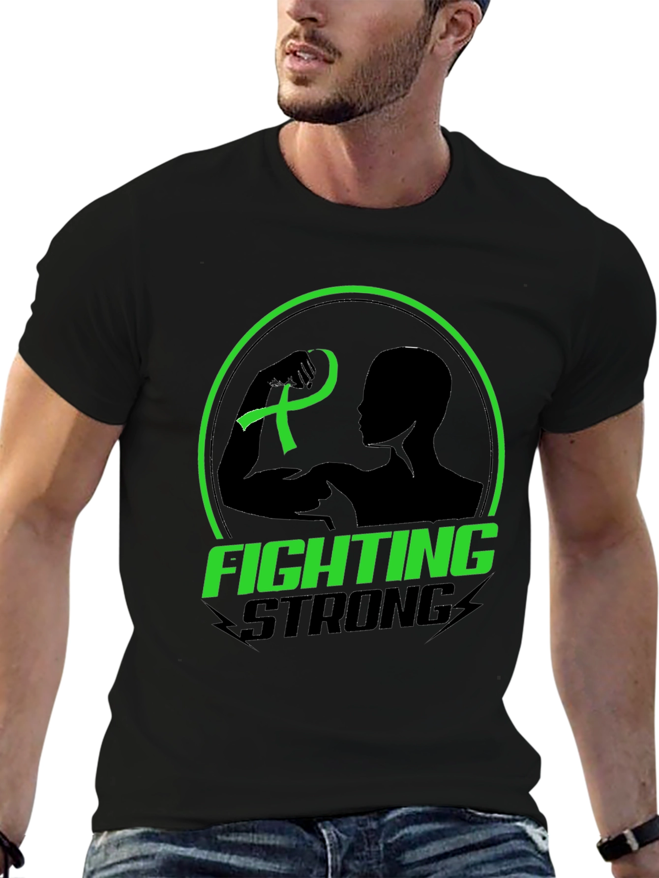 Fighting Strong Green Ribbon Graphic Tee