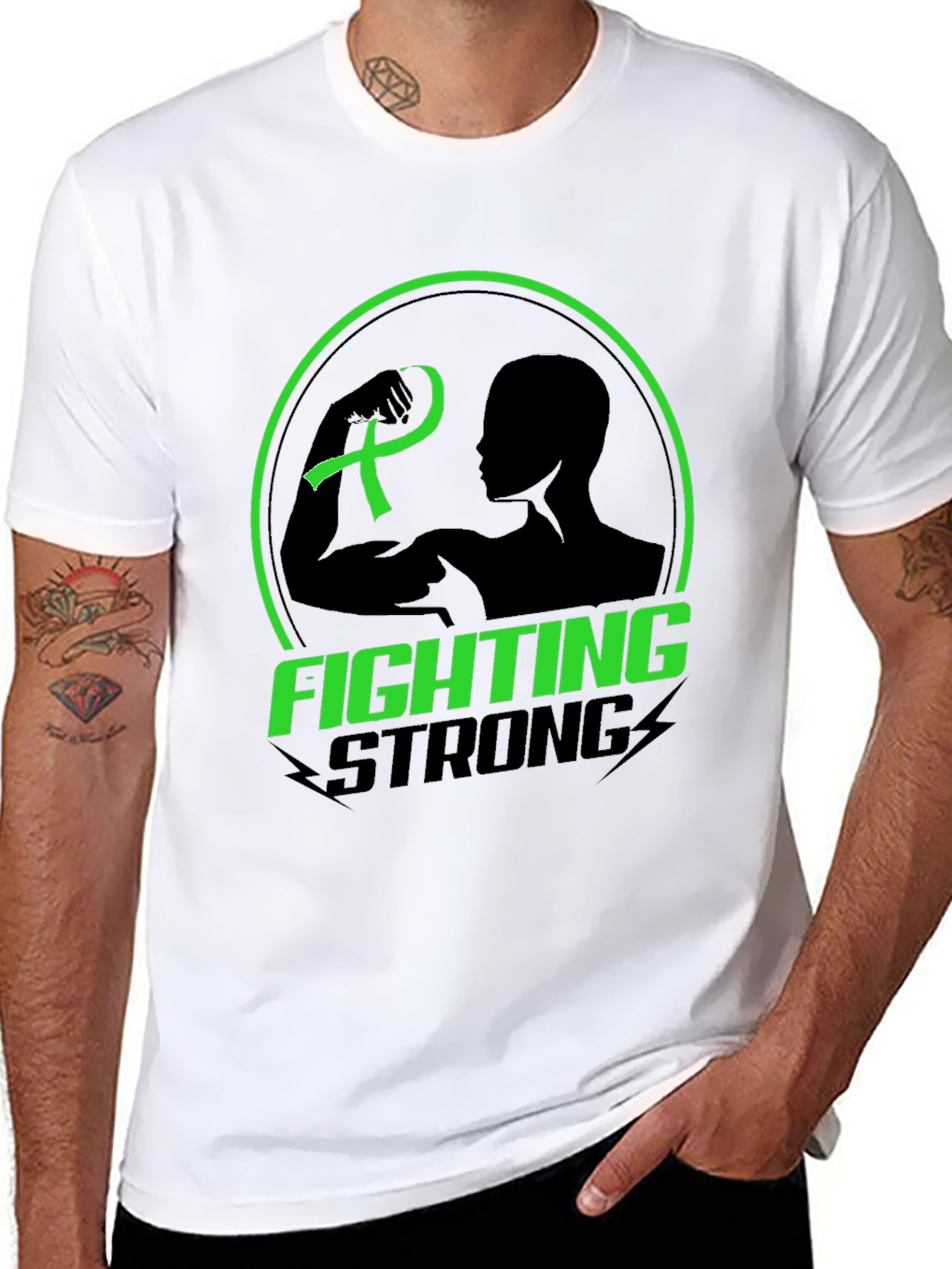 Fighting Strong Green Ribbon Graphic Tee