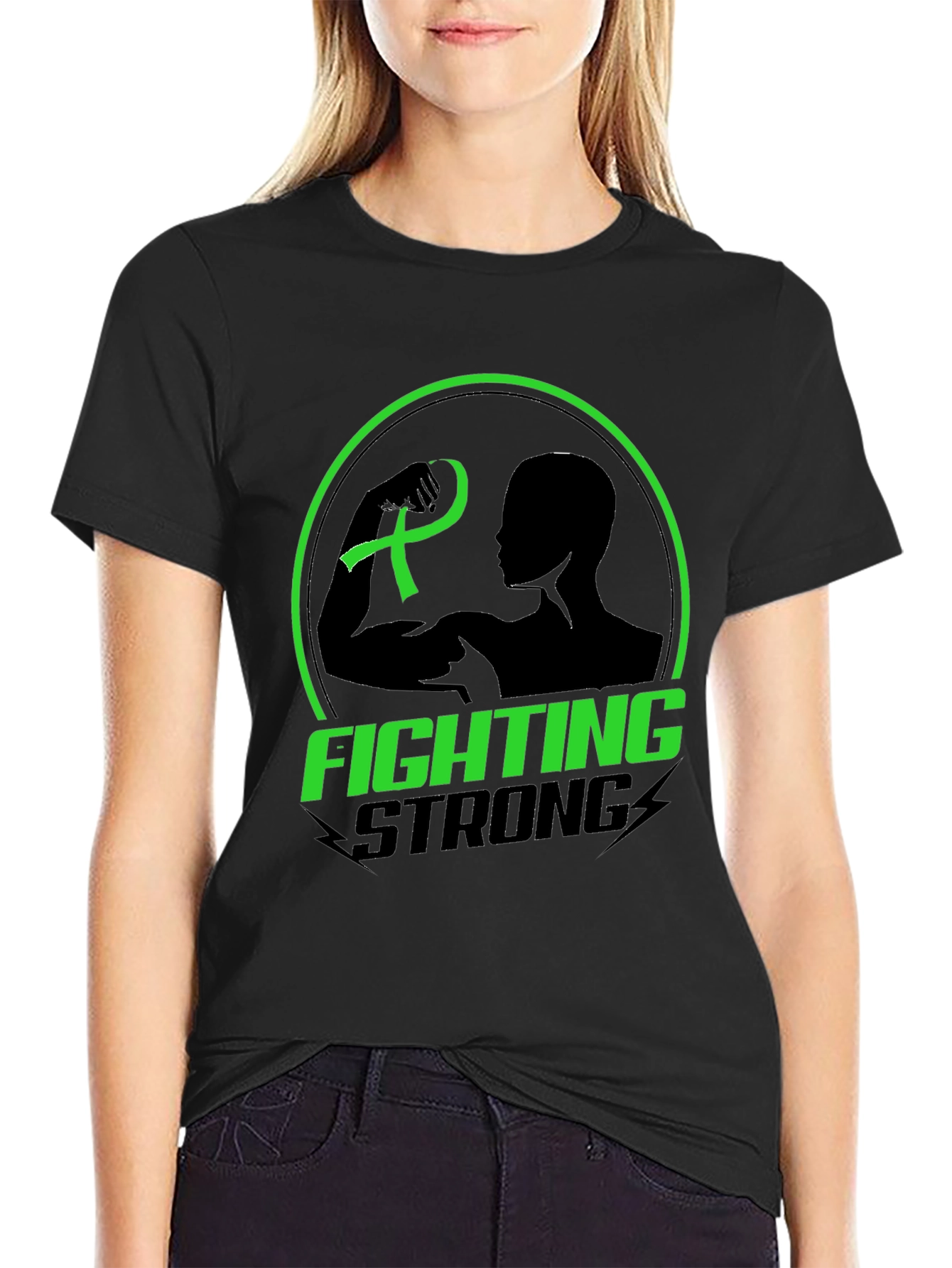 Fighting Strong Green Ribbon Graphic Tee