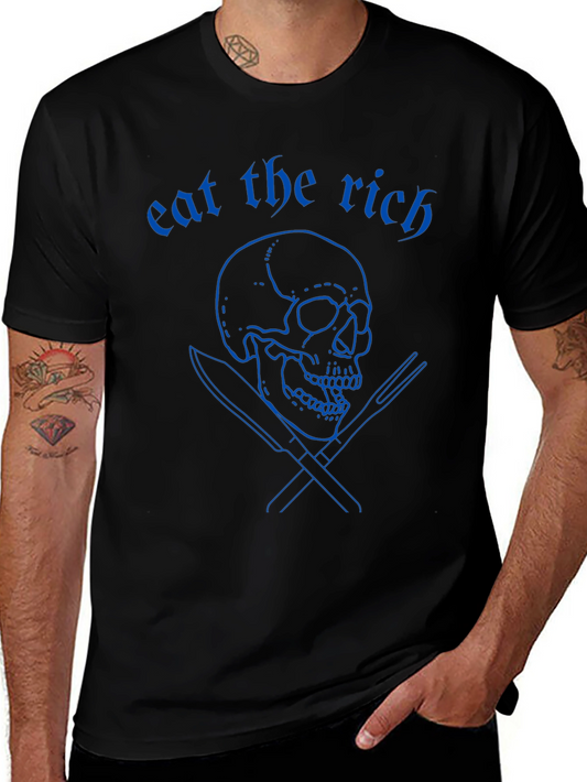 Eat the Rich Graphic Tee - Skull & Crossed Utensils