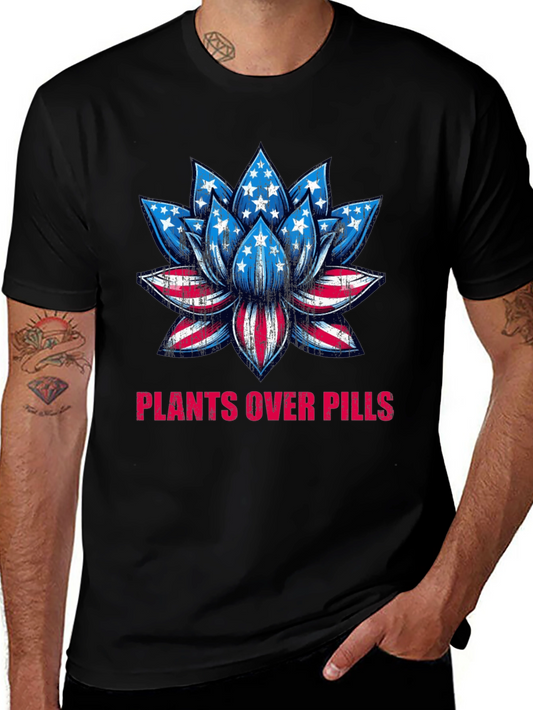 Plants Over Pills American Flag Lotus T-Shirt