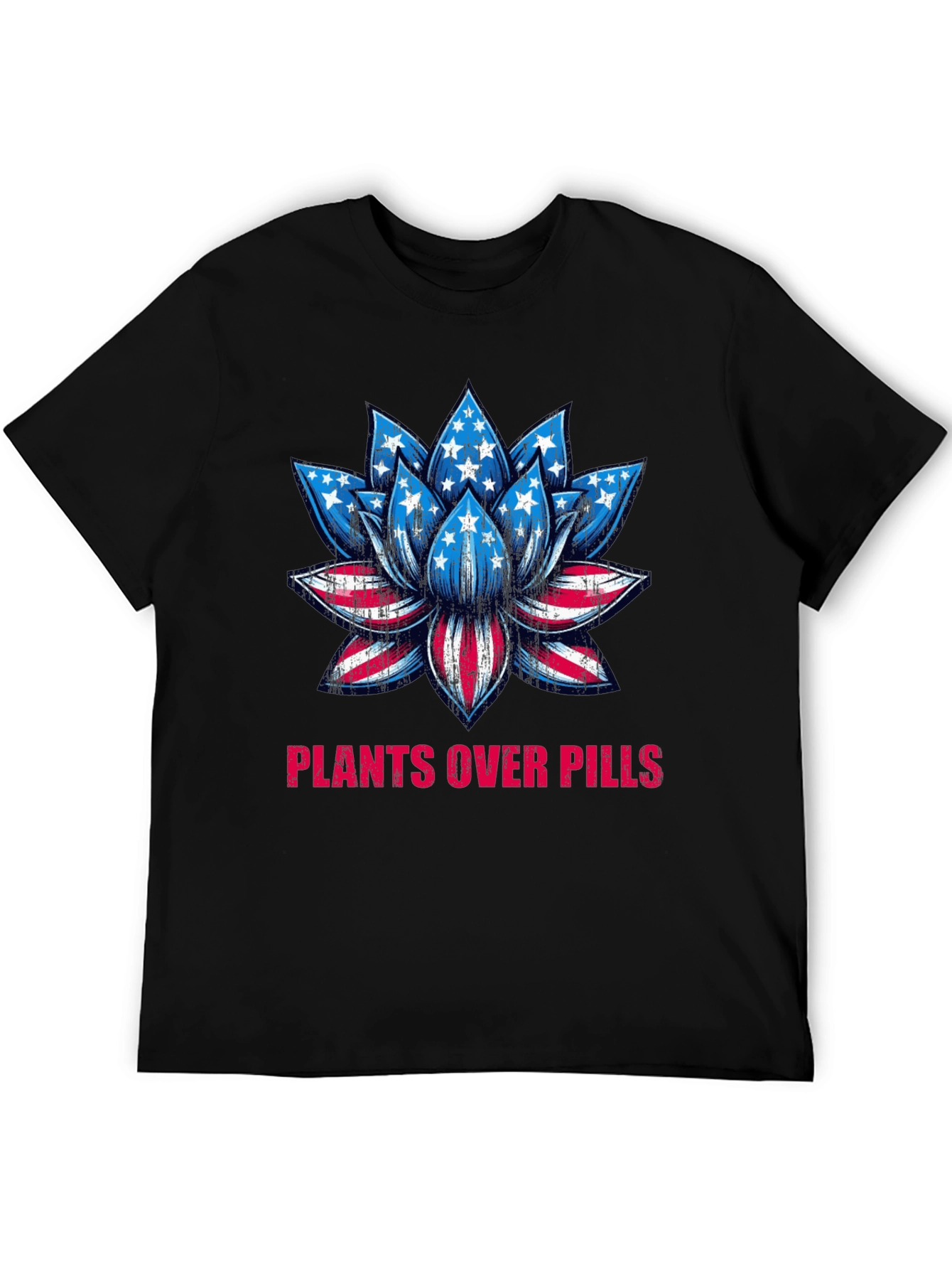 Plants Over Pills American Flag Lotus T-Shirt