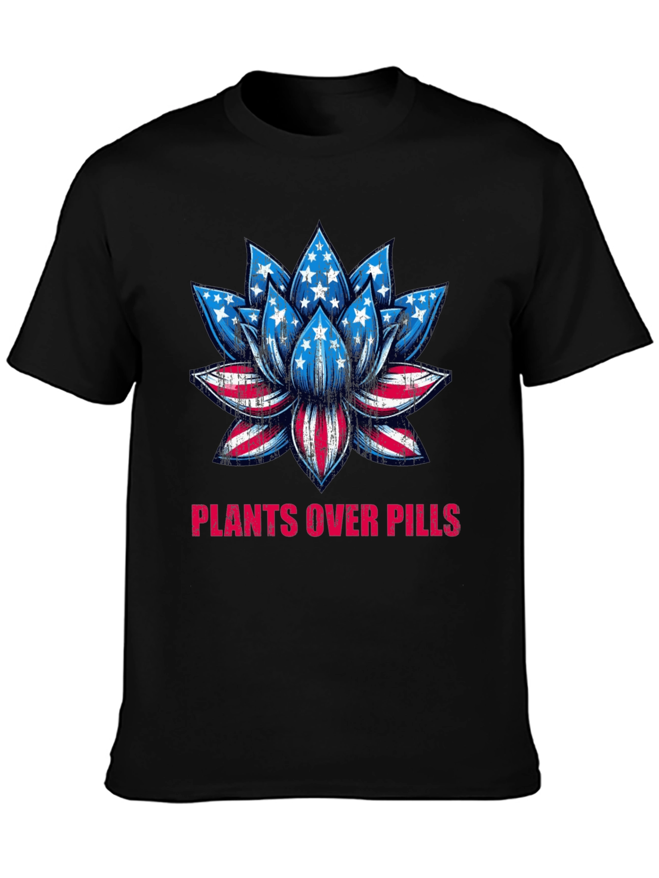 Plants Over Pills American Flag Lotus T-Shirt