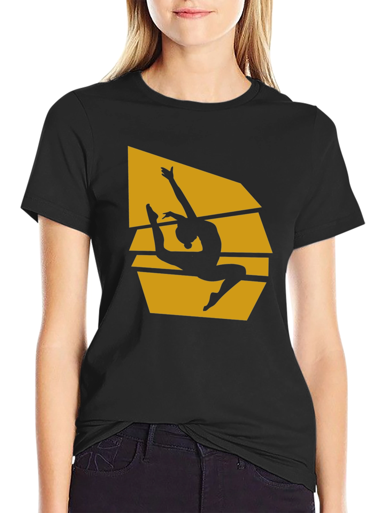 Gymnast Silhouette Graphic T-Shirt - Black