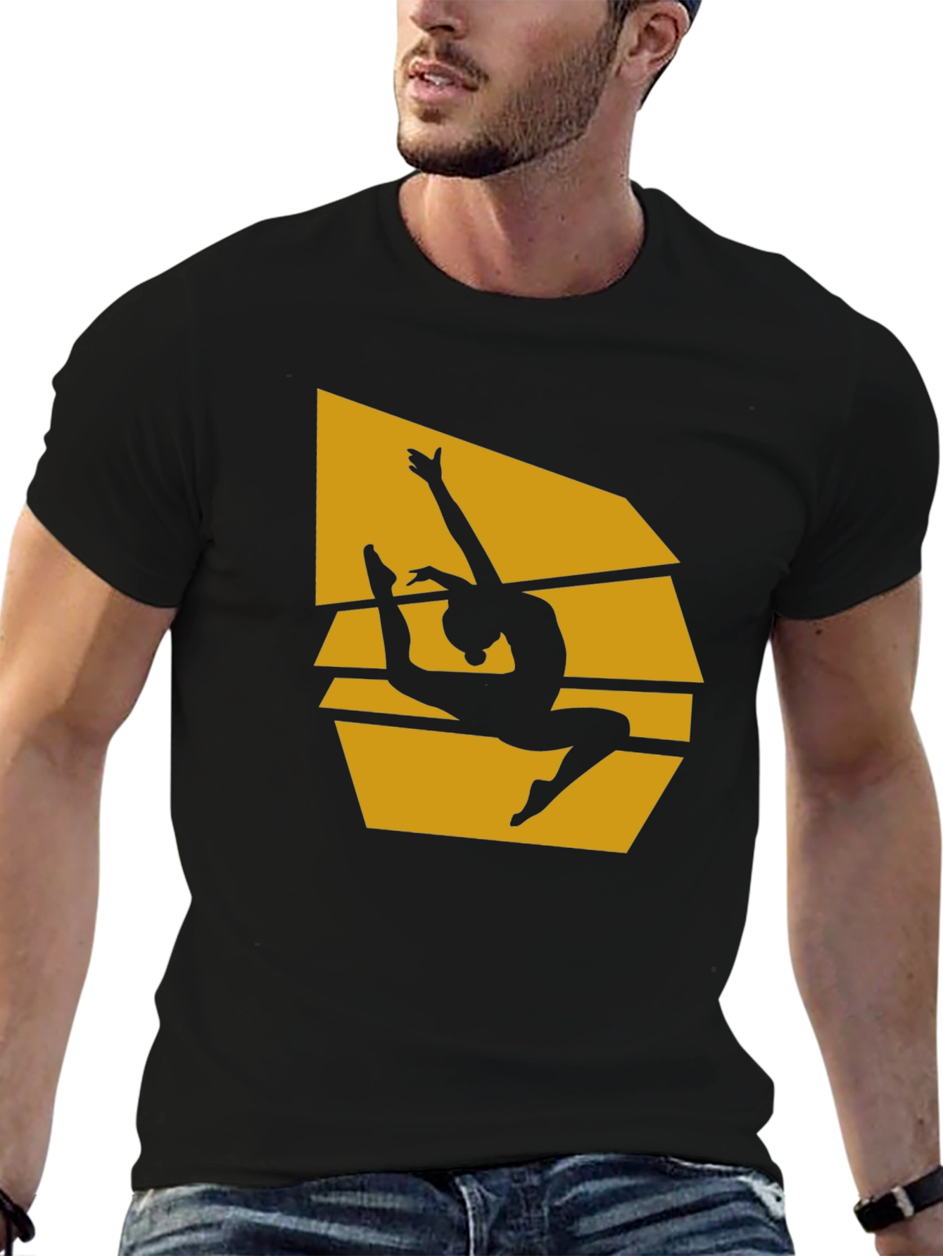 Gymnast Silhouette Graphic T-Shirt - Black