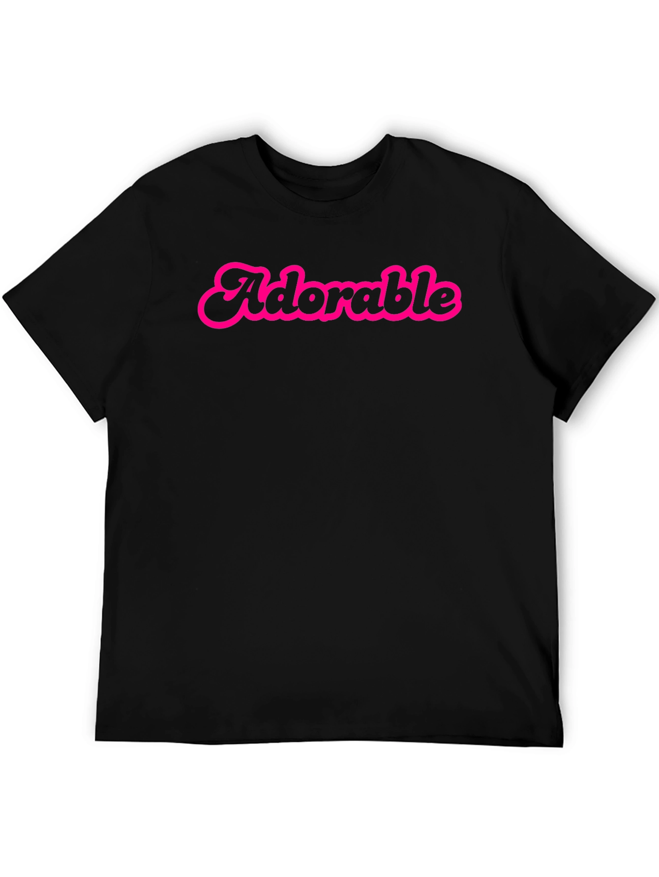Adorable Pink Text Black Cotton Tee Shirt