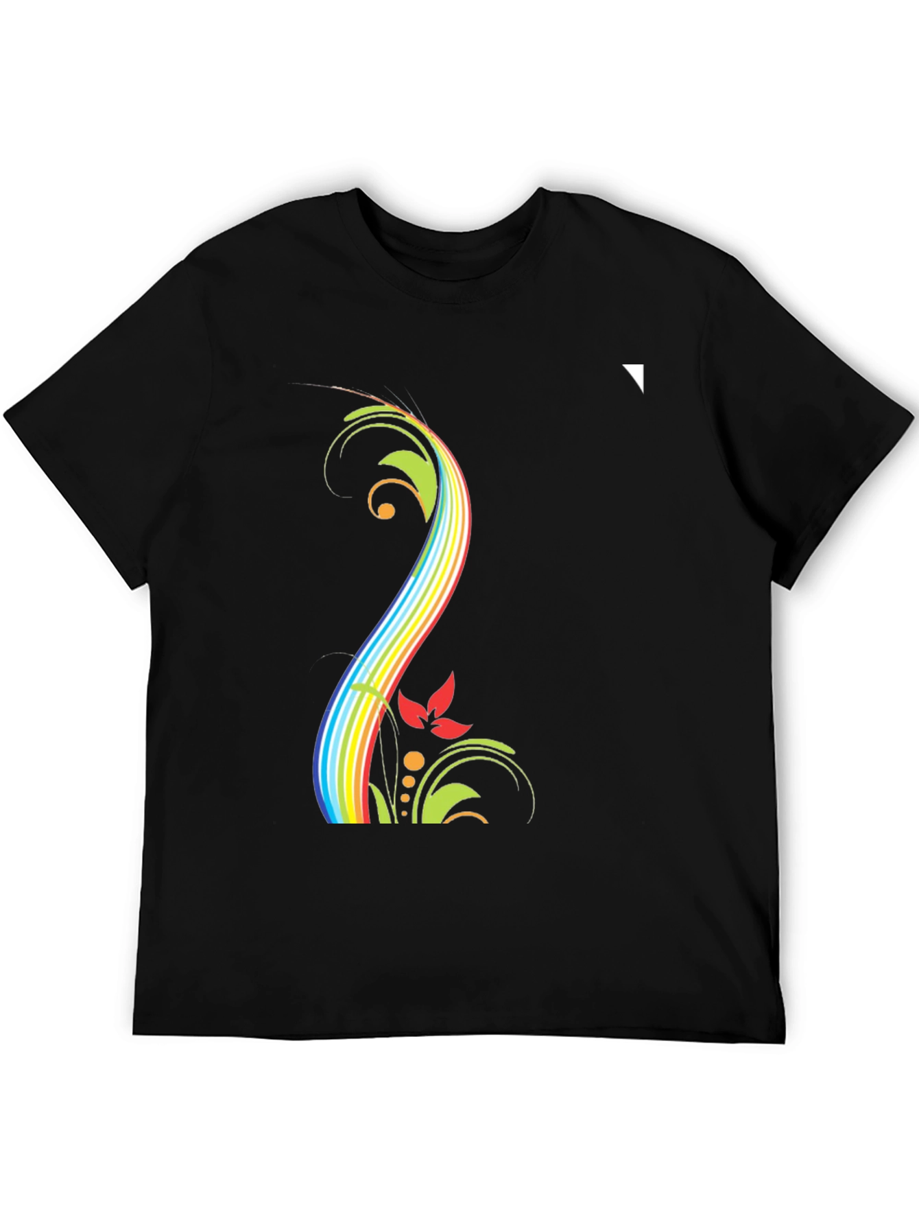 Rainbow Floral Black T-Shirt