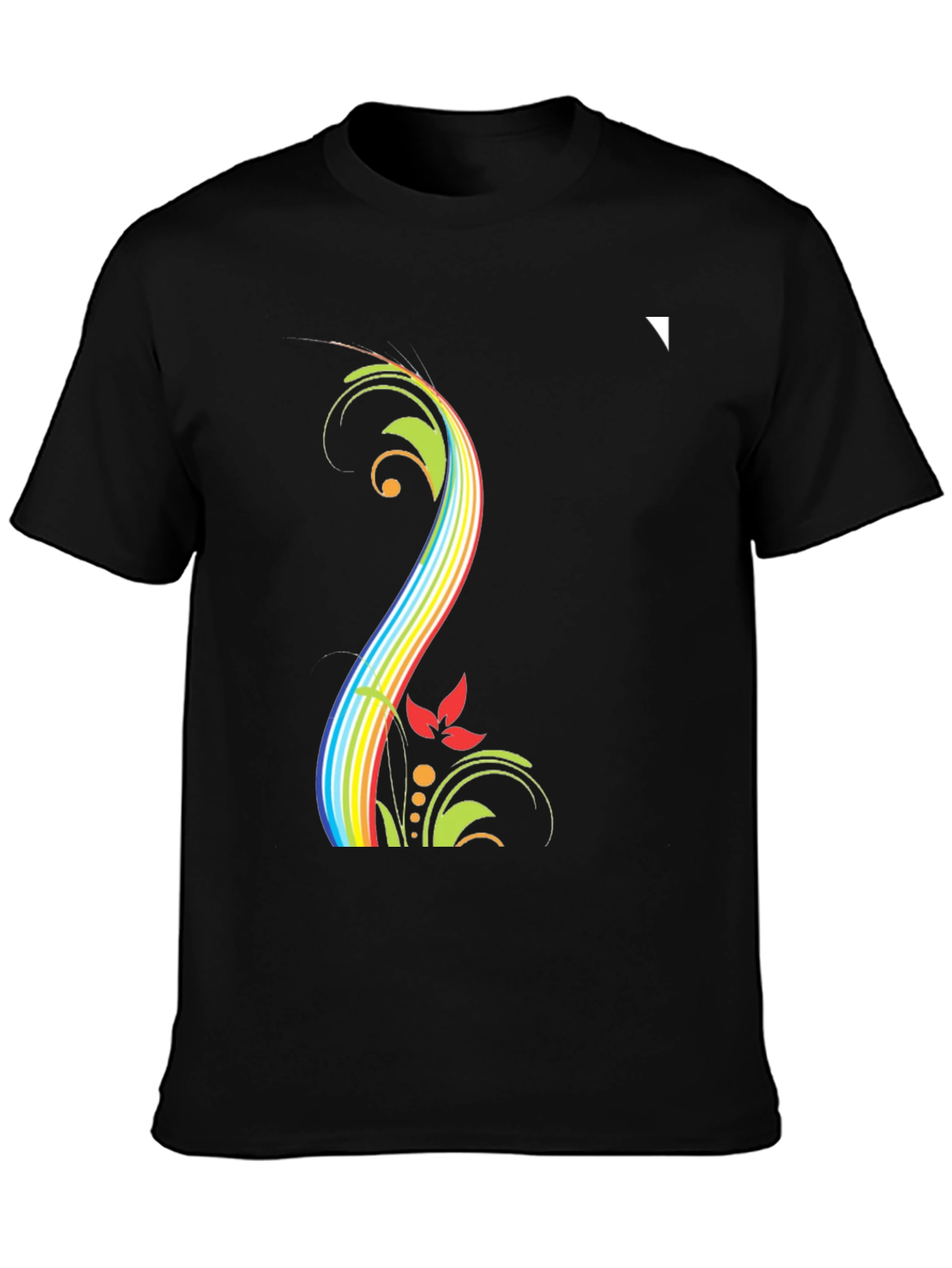 Rainbow Floral Black T-Shirt