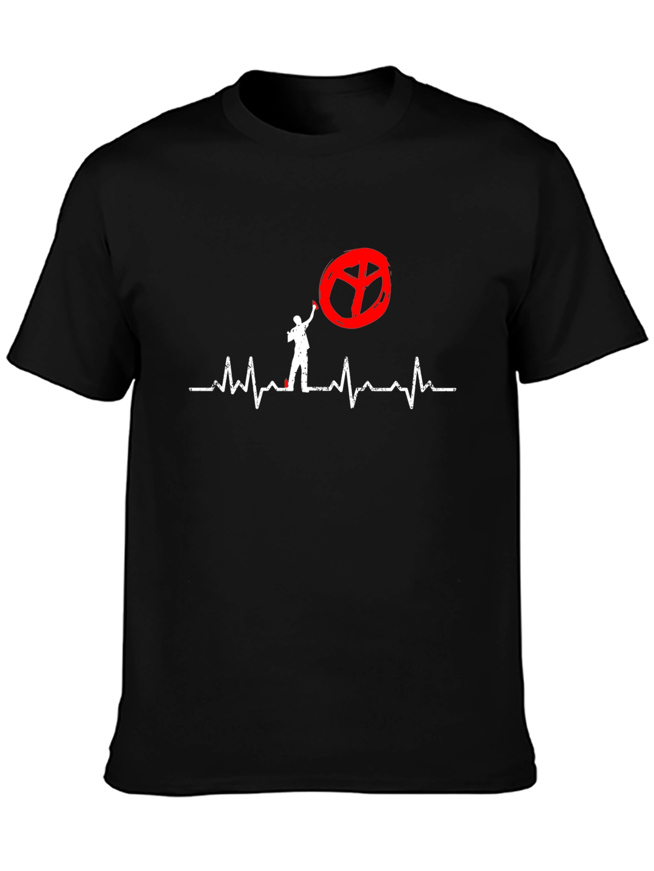 Peace Sign Heartbeat Graphic T-Shirt