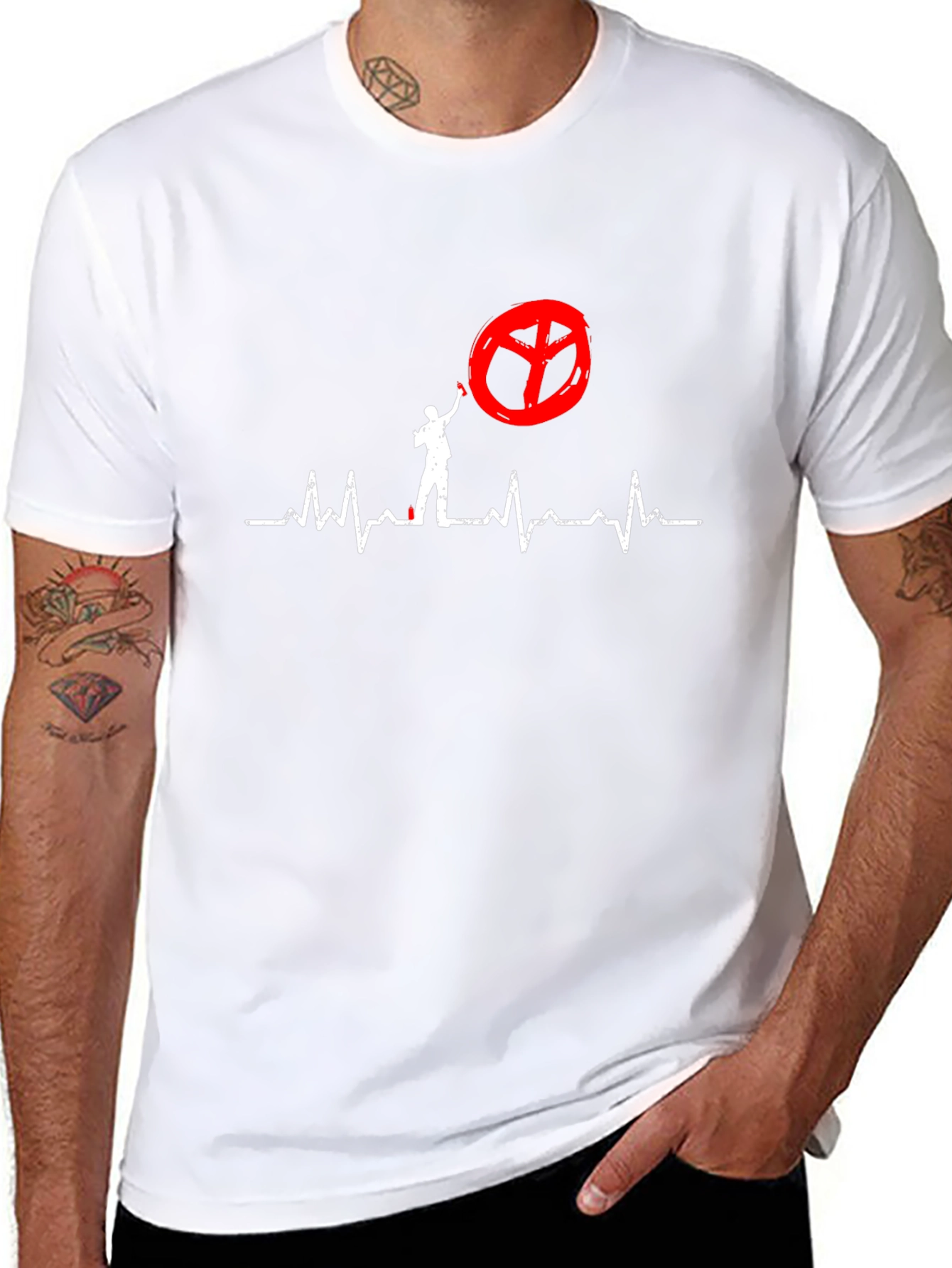 Peace Sign Heartbeat Graphic T-Shirt