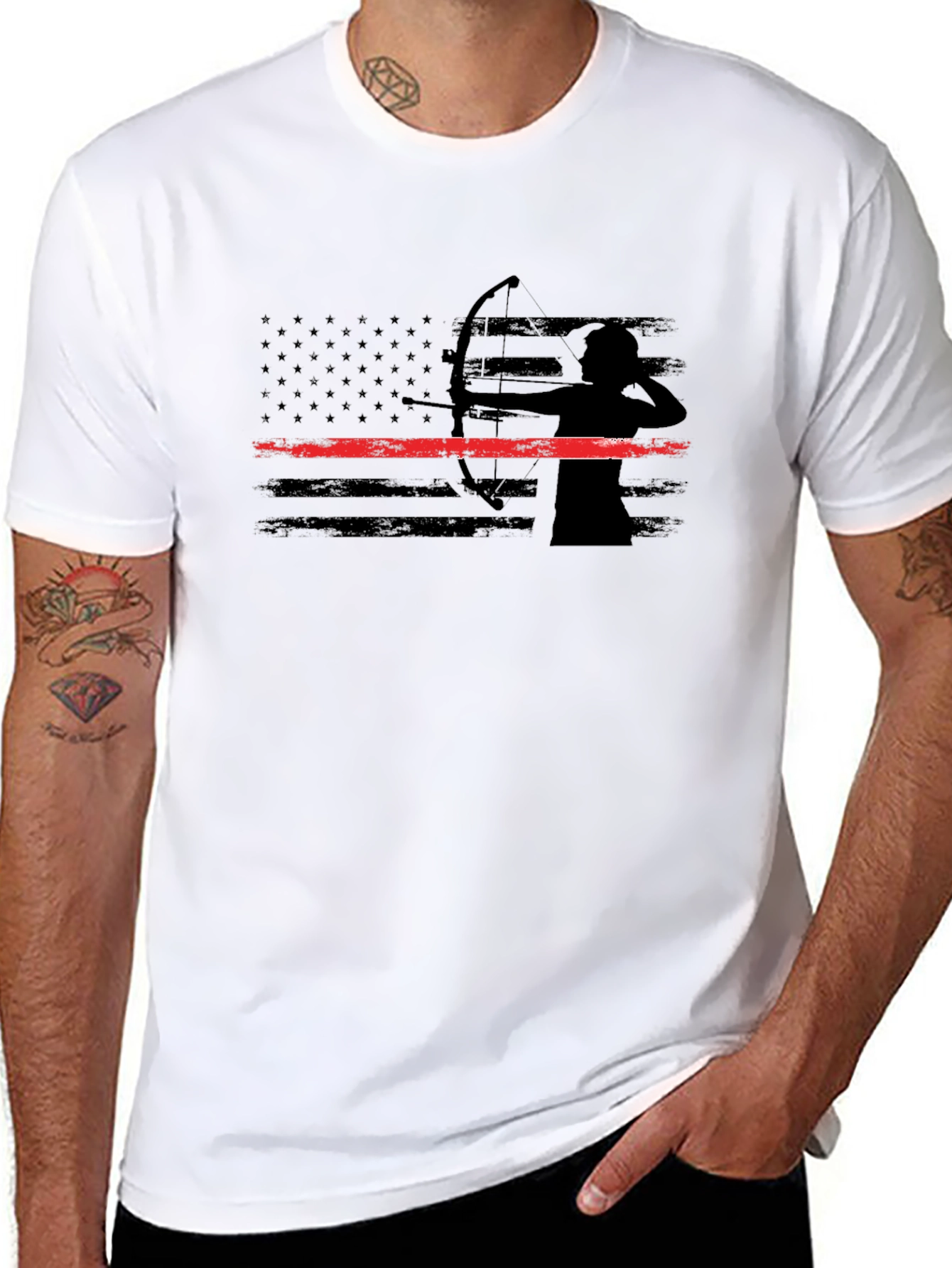 Archery American Flag Thin Red Line T-Shirt