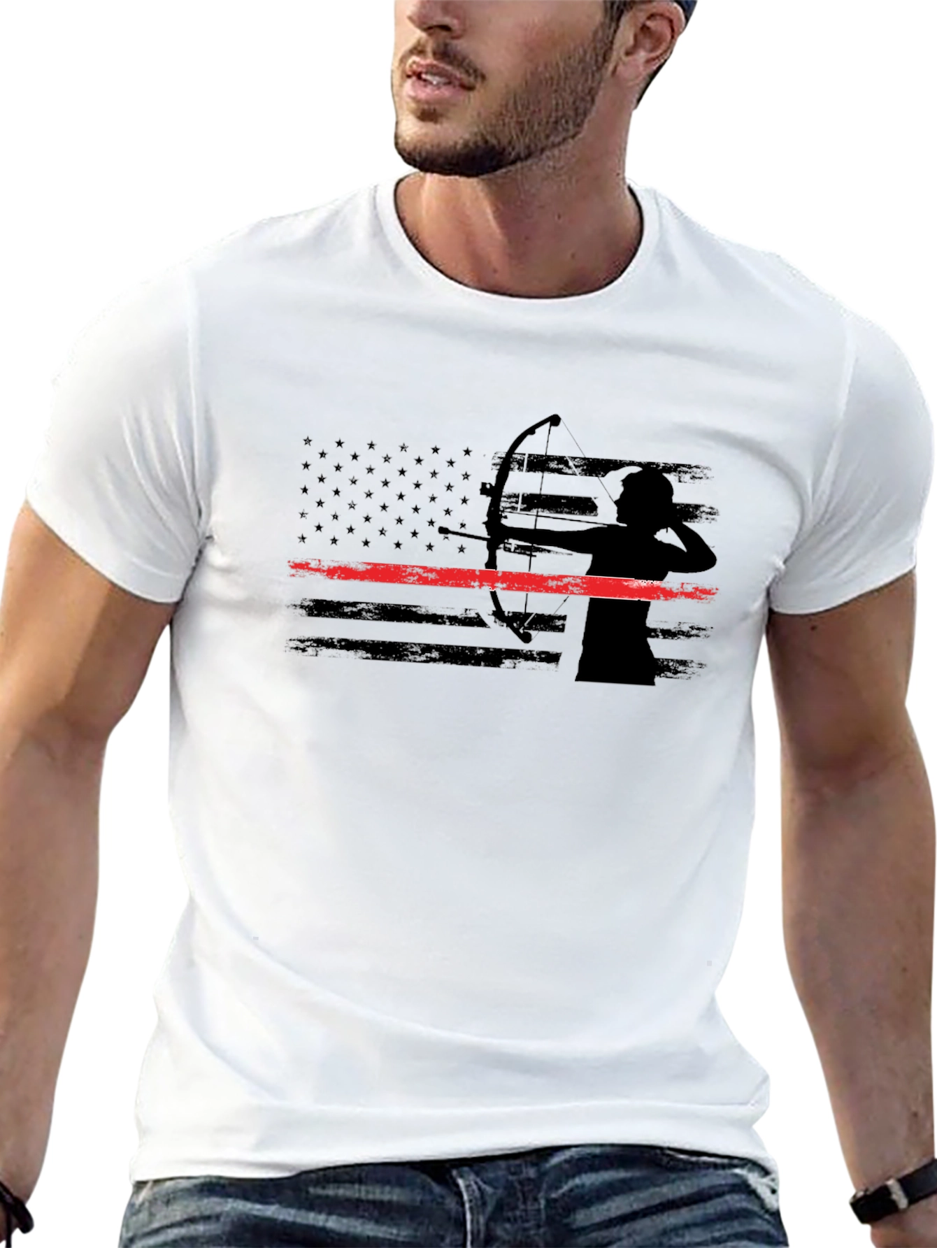 Archery American Flag Thin Red Line T-Shirt