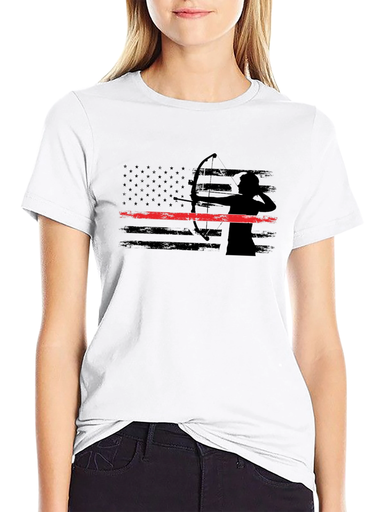 Archery American Flag Thin Red Line T-Shirt