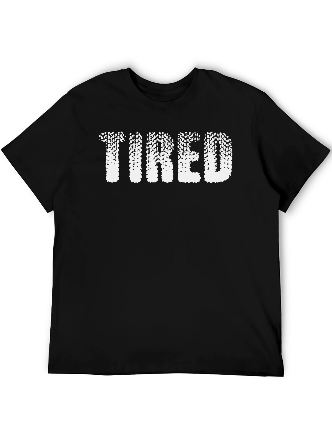 Tired Tire Track Graphic Tee - Black Cotton T-Shirt