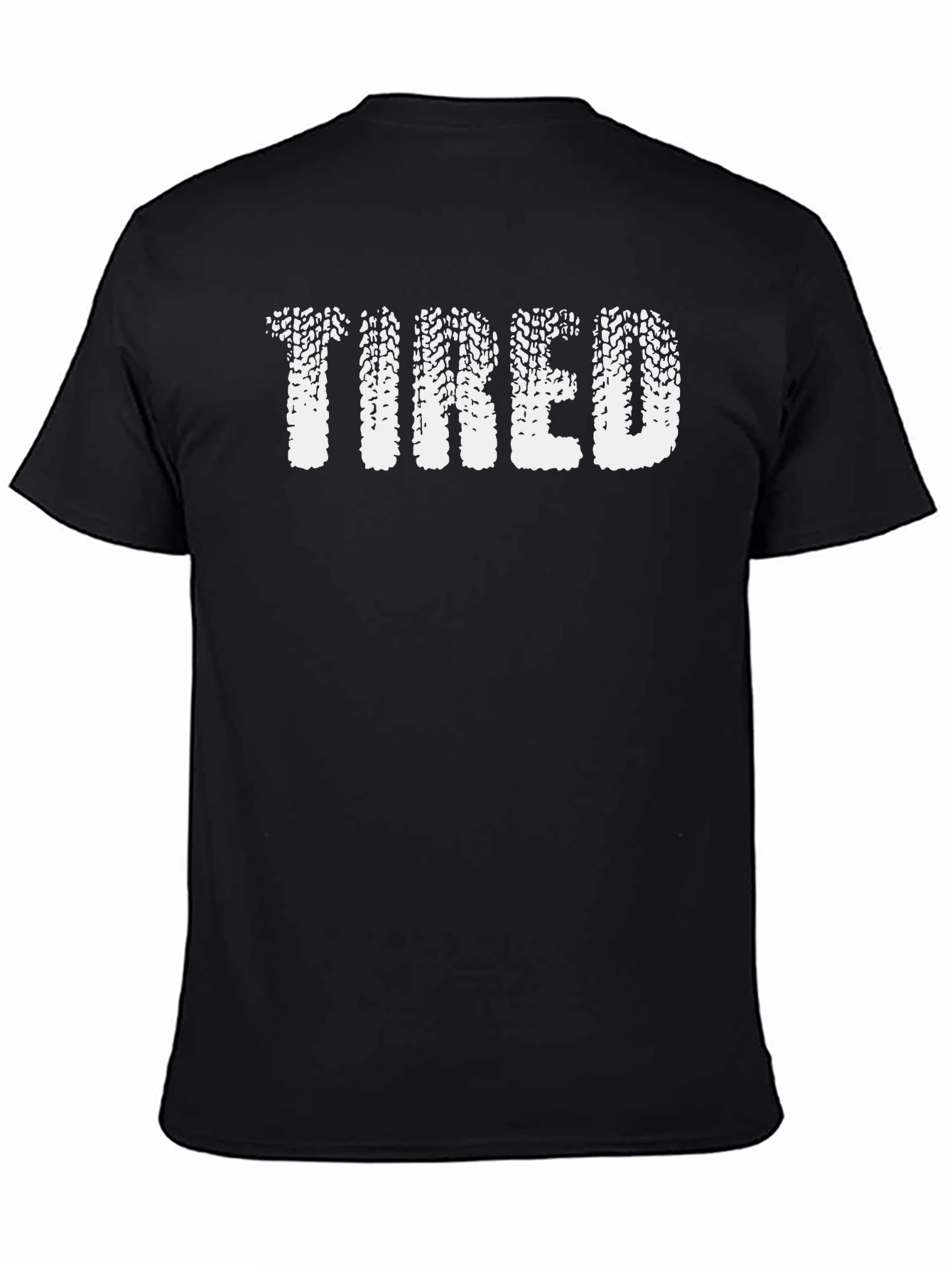 Tired Tire Track Graphic Tee - Black Cotton T-Shirt