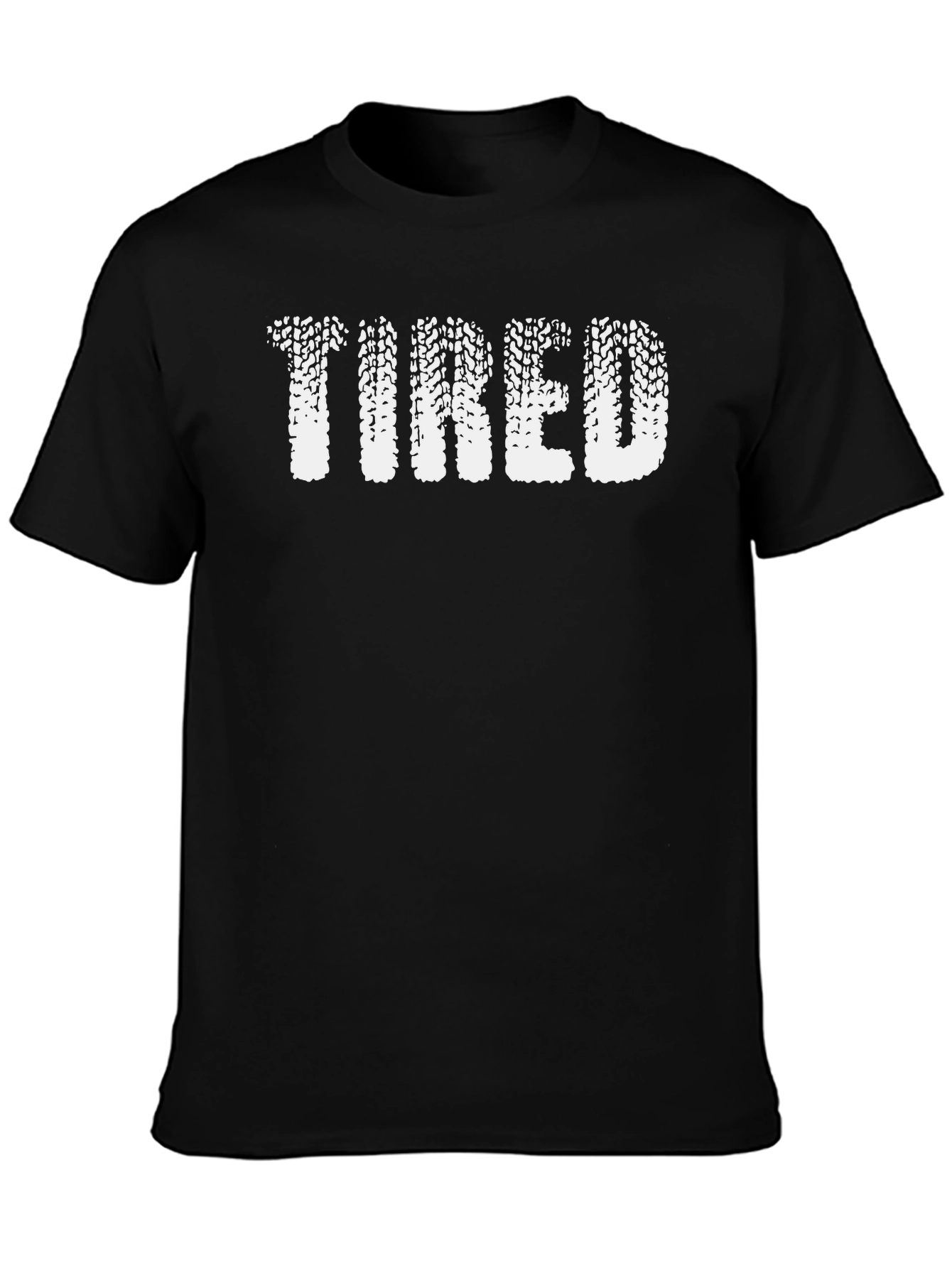 Tired Tire Track Graphic Tee - Black Cotton T-Shirt