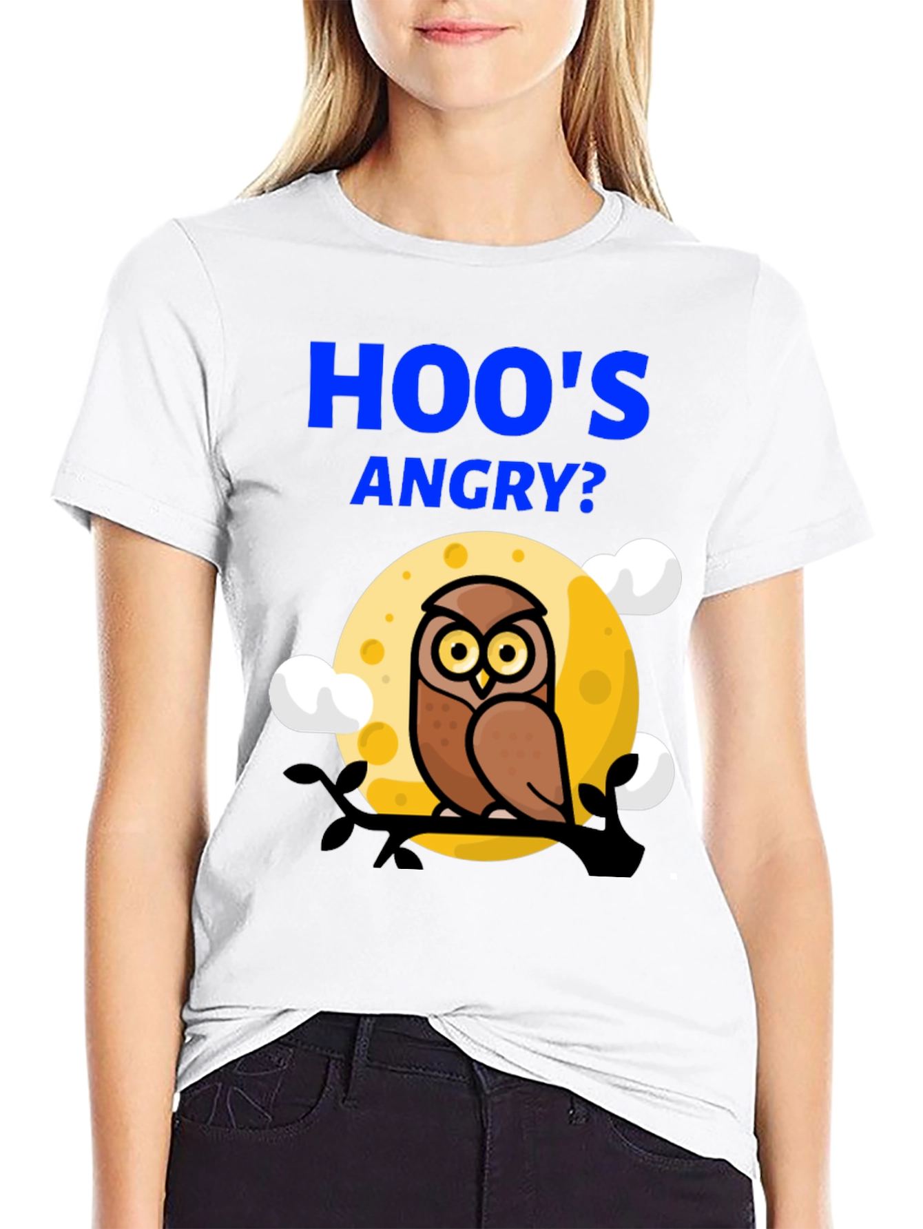 Hoos Angry? Owl Graphic Print T-Shirt