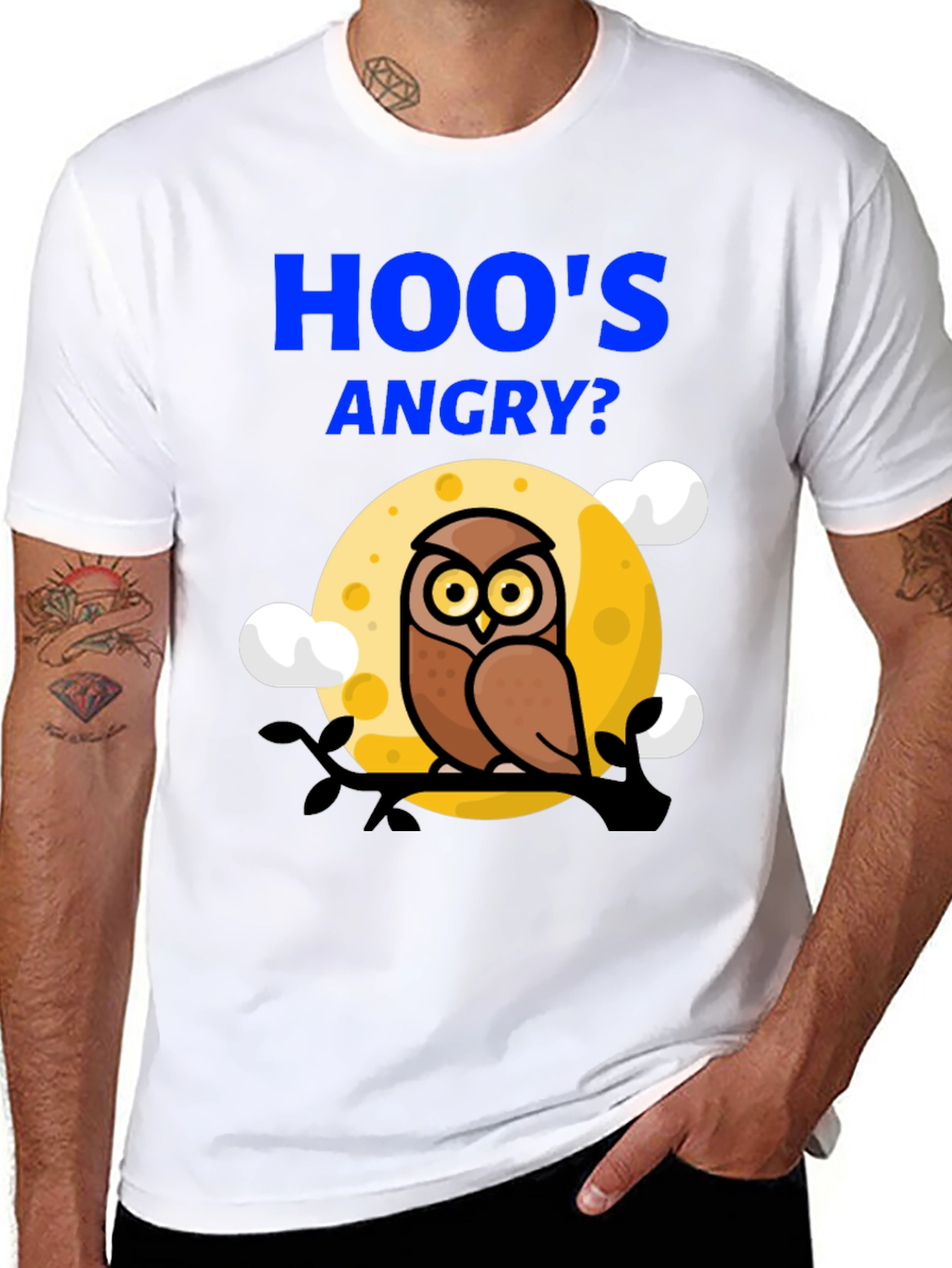 Hoos Angry? Owl Graphic Print T-Shirt