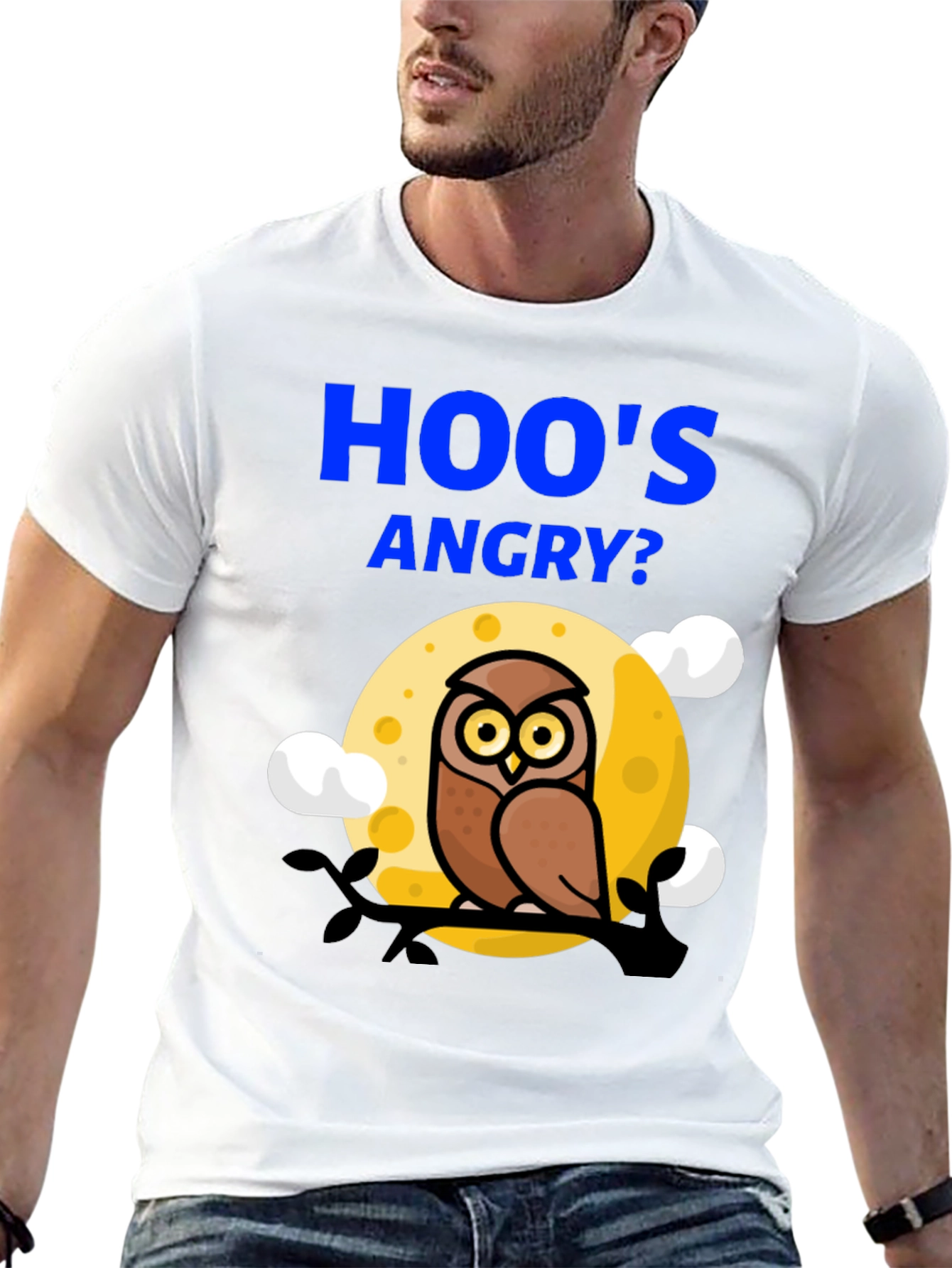 Hoos Angry? Owl Graphic Print T-Shirt