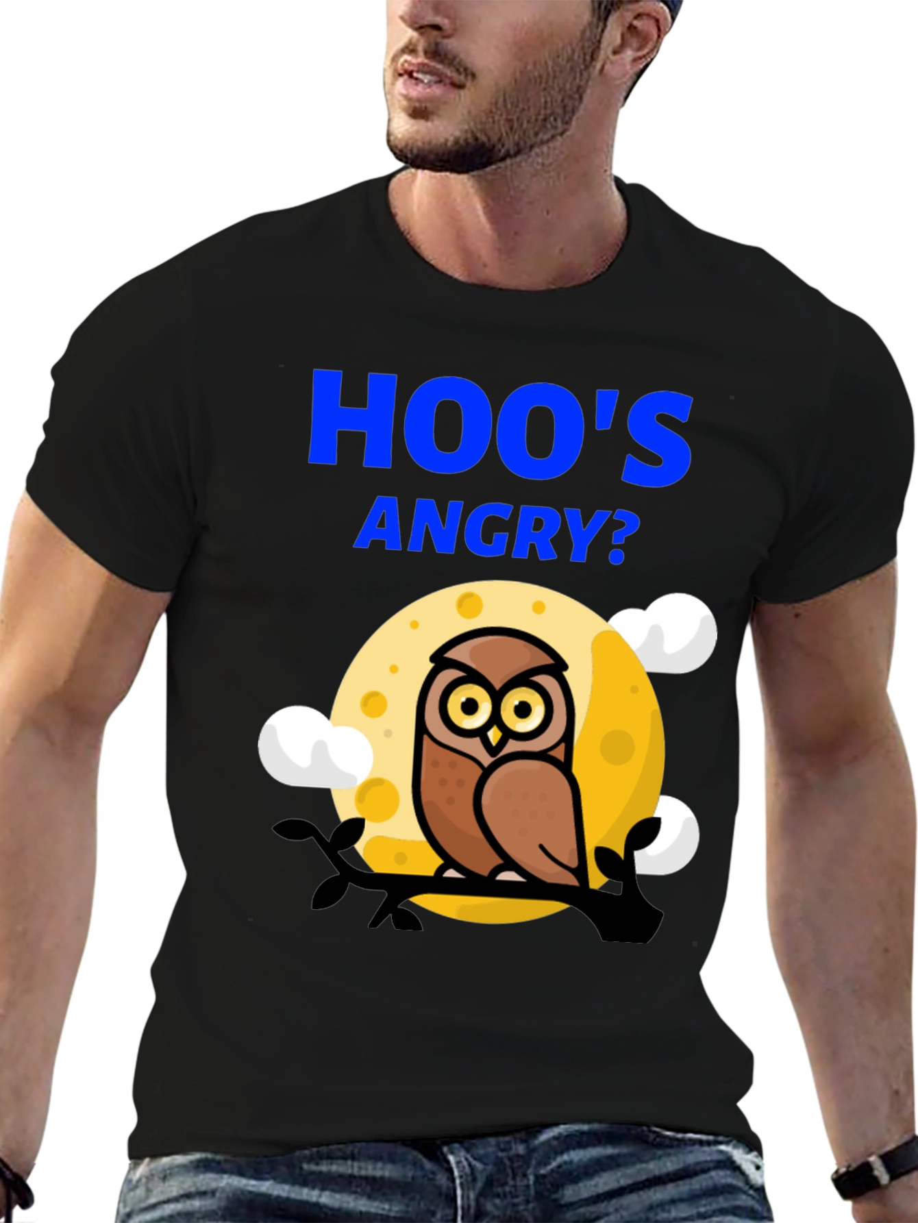 Hoos Angry? Owl Graphic Print T-Shirt