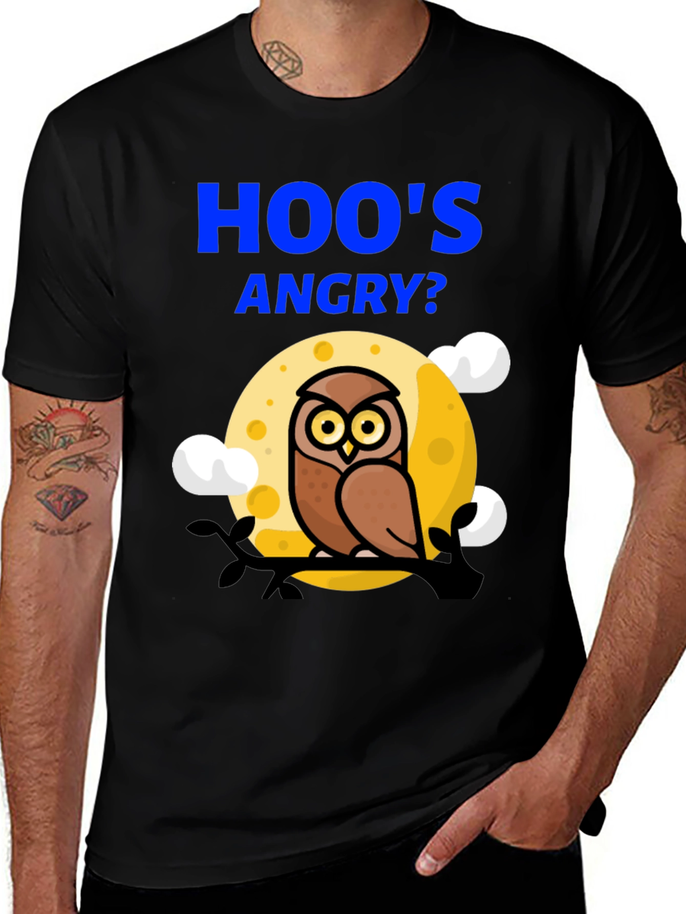 Hoos Angry? Owl Graphic Print T-Shirt
