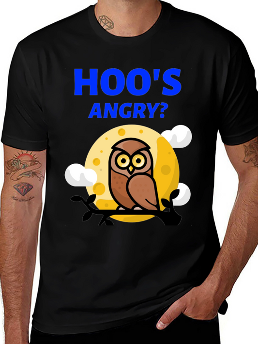 Hoos Angry? Owl Graphic Print T-Shirt