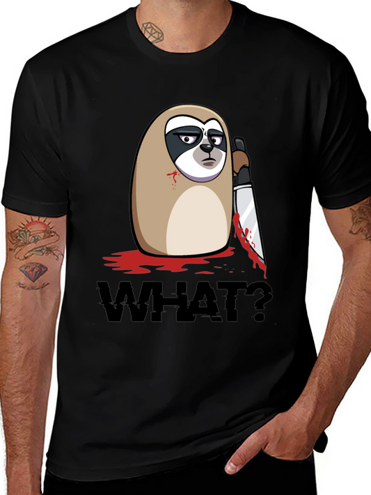 Sloth With Knife Black Graphic Tee