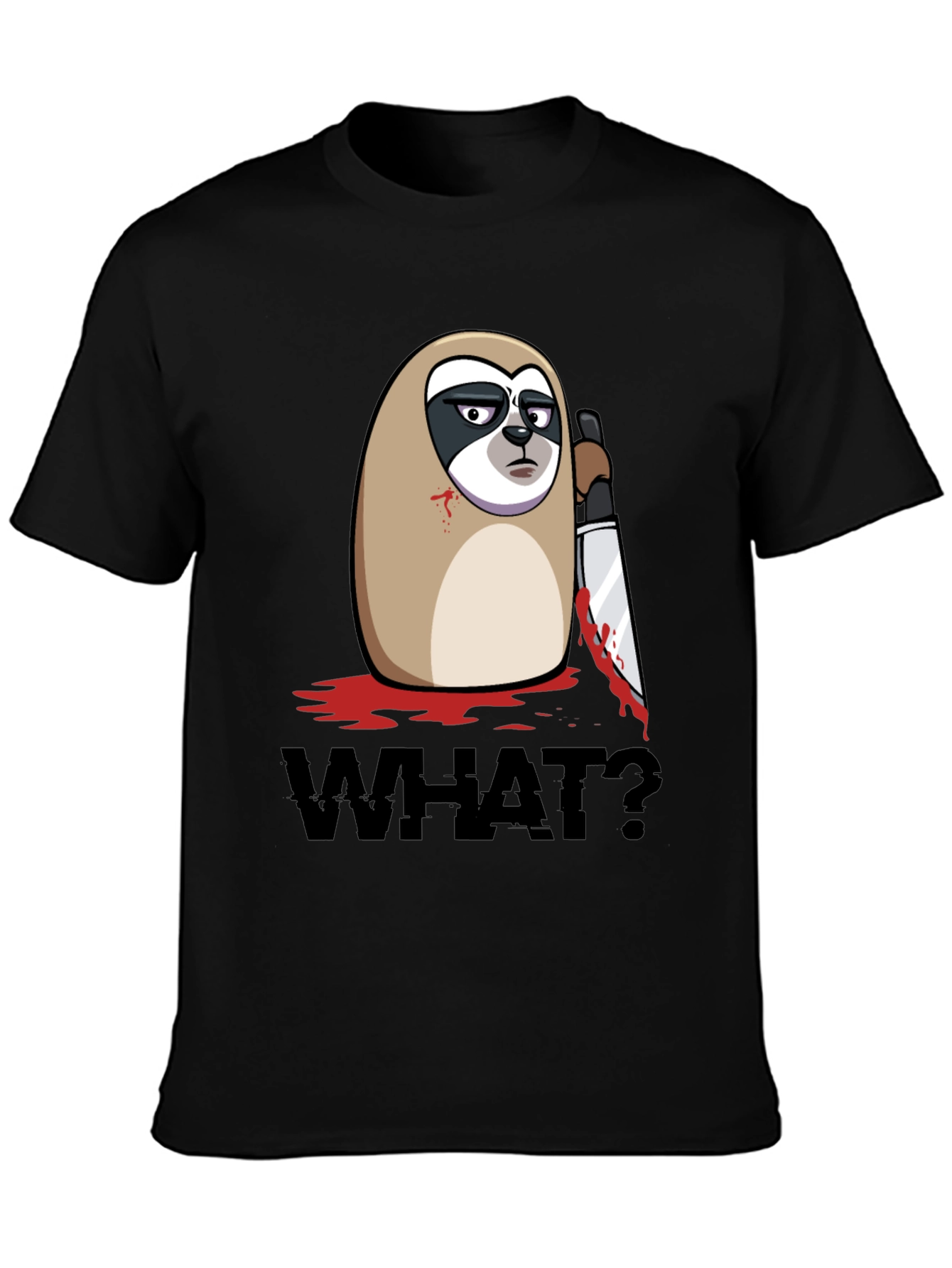 Sloth With Knife Black Graphic Tee