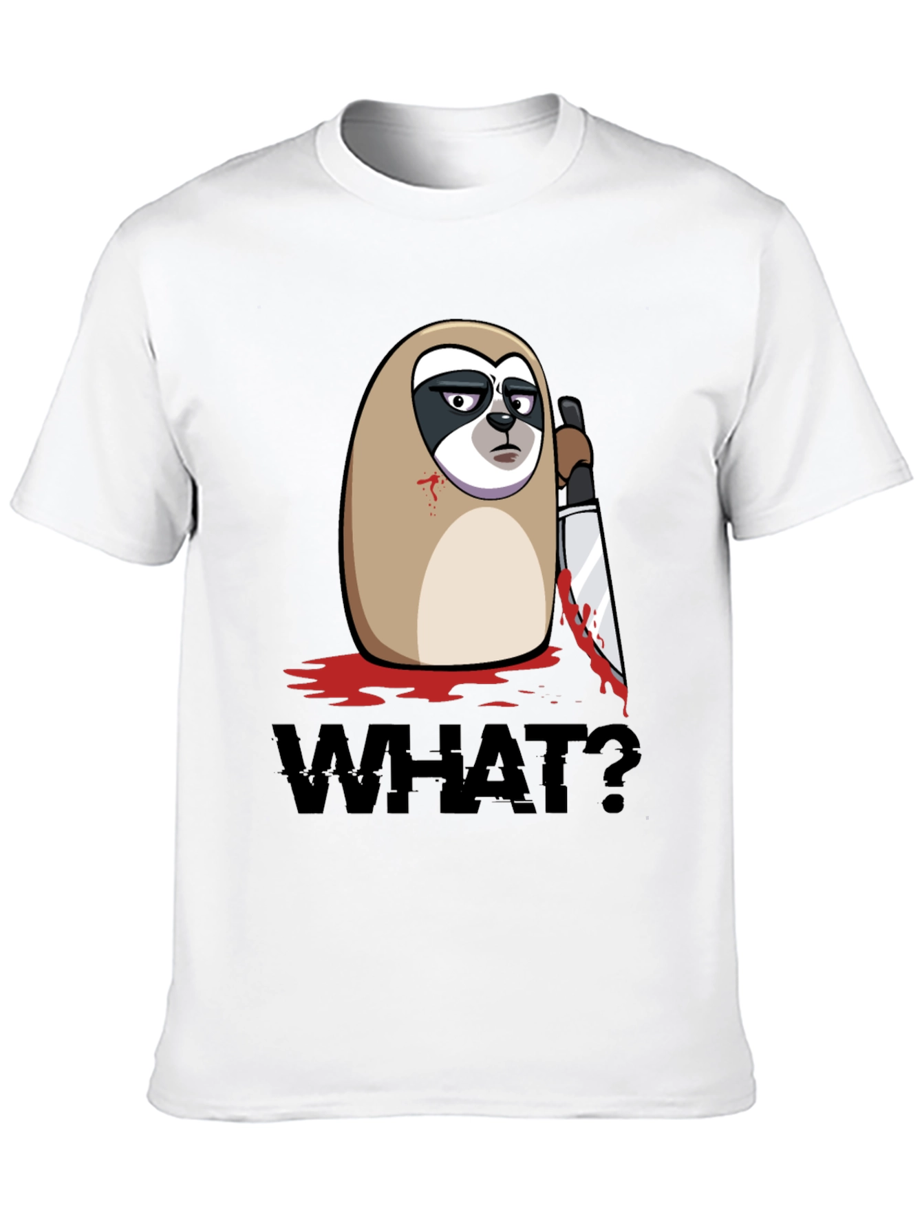 Sloth With Knife Black Graphic Tee