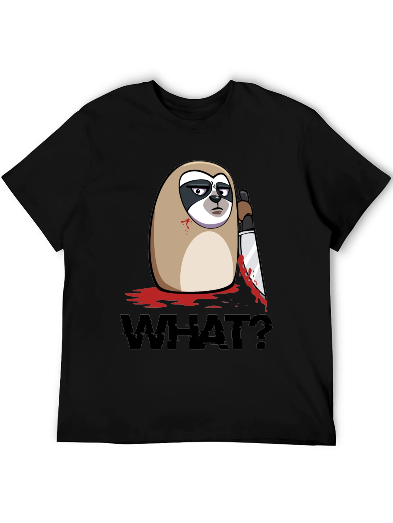 Sloth With Knife Black Graphic Tee