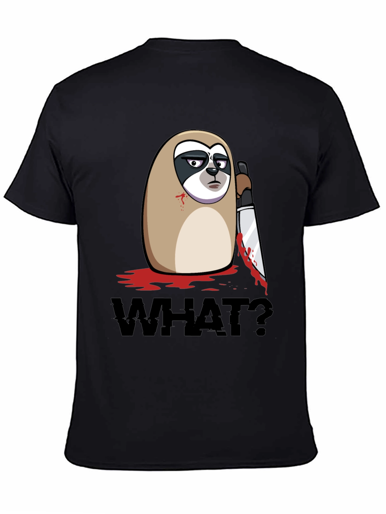 Sloth With Knife Black Graphic Tee